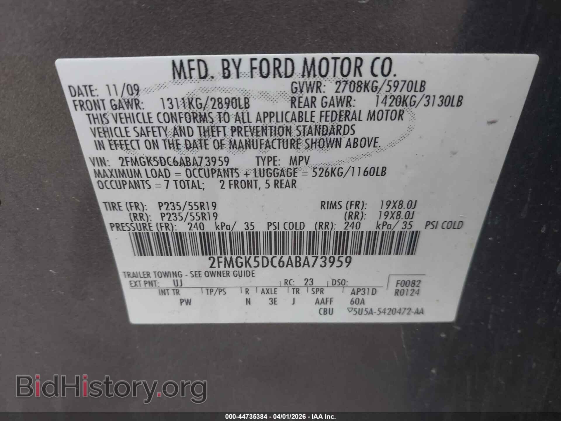 2010 FORD FLEX - VIN: 2FMGK5DC6ABA73959 - Photo 9