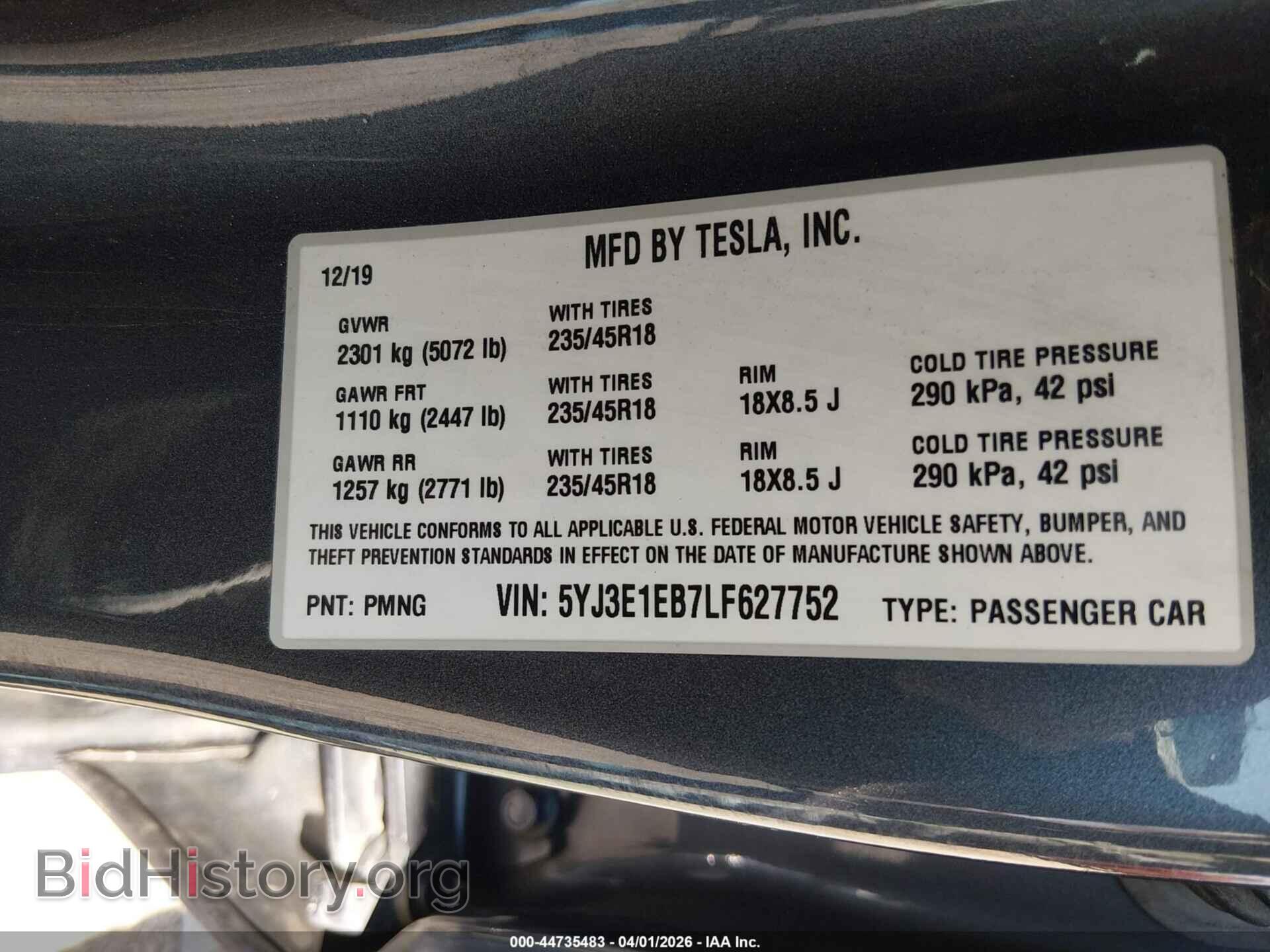 2020 TESLA MODEL 3 - VIN: 5YJ3E1EB7LF627752 - Фото 9
