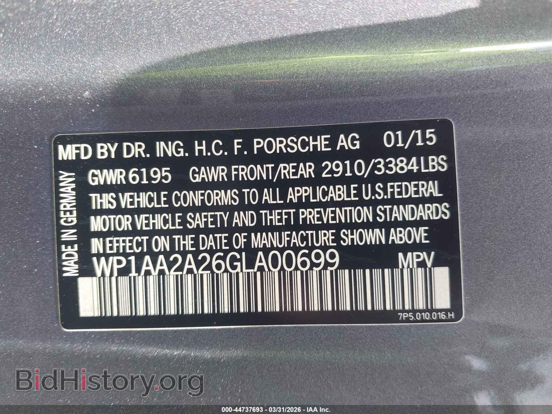 2016 PORSCHE CAYENNE - VIN: WP1AA2A26GLA00699 - Photo 9