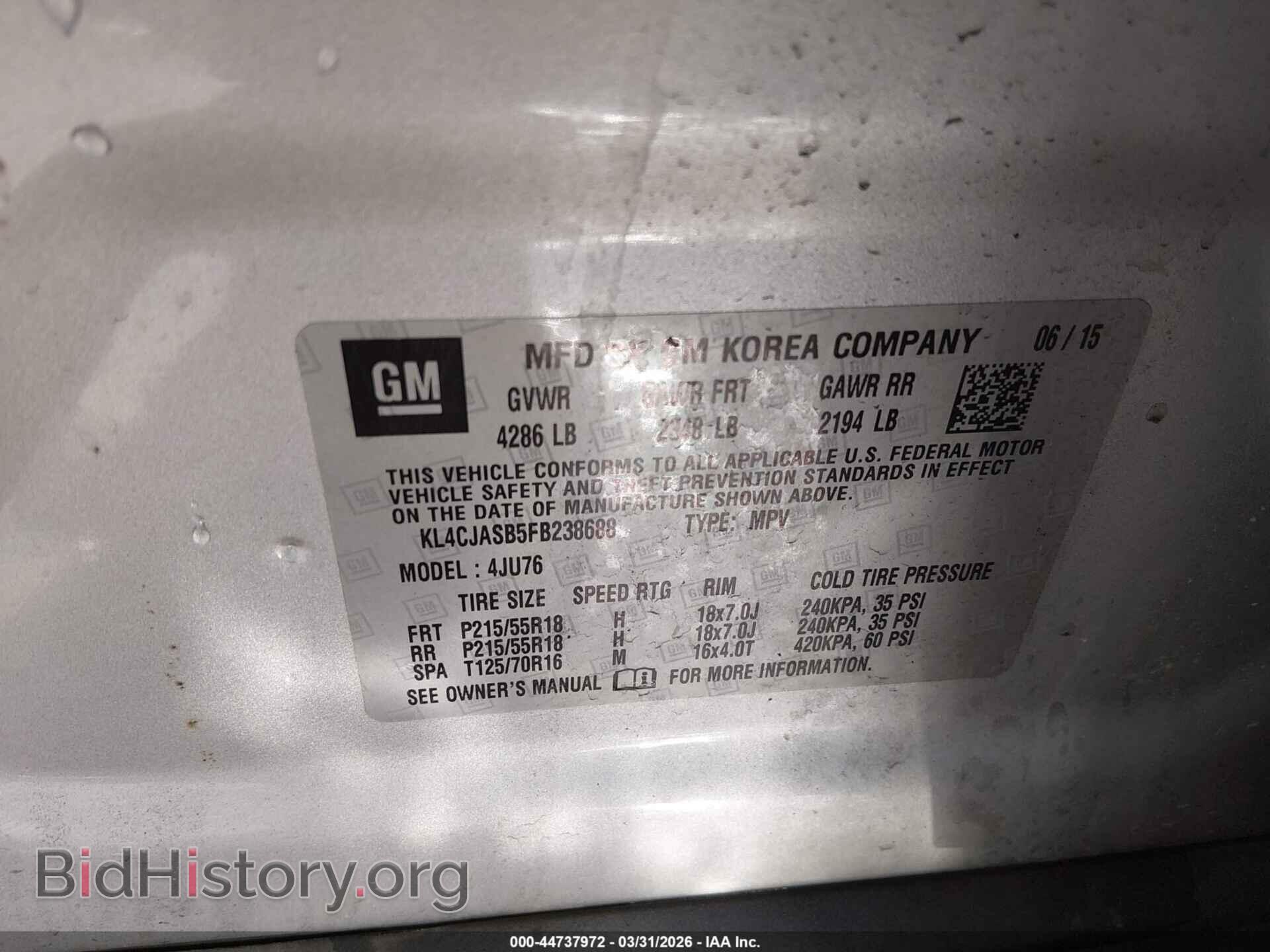 2015 BUICK ENCORE - VIN: KL4CJASB5FB238688 - Photo 9