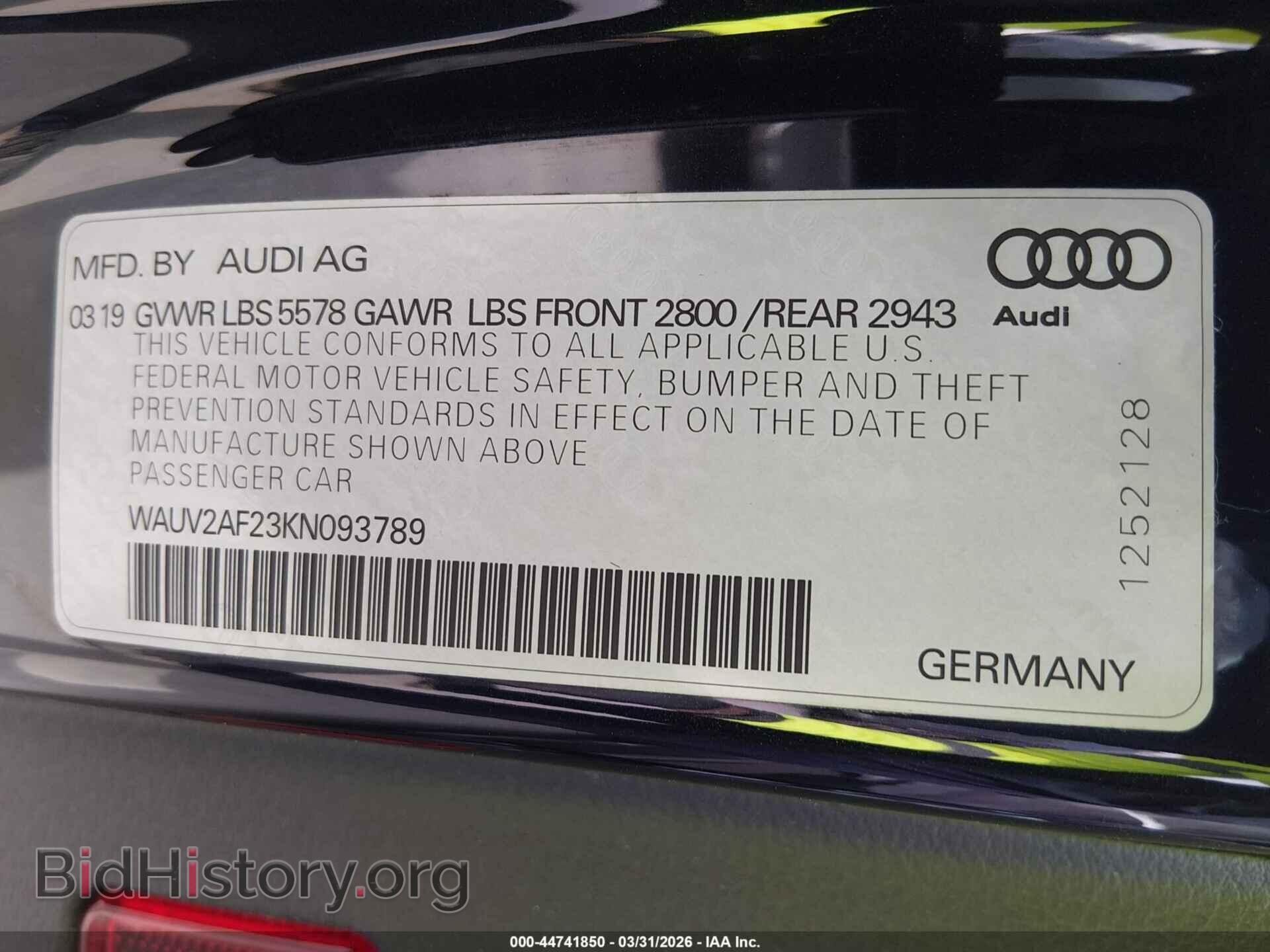 2019 AUDI A7 - VIN: WAUV2AF23KN093789 - Фото 9