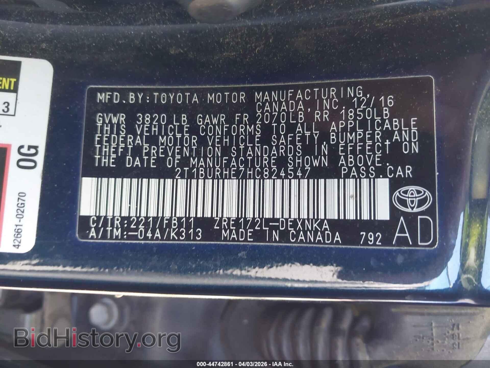 2017 TOYOTA COROLLA - VIN: 2T1BURHE7HC824547 - Фото 9
