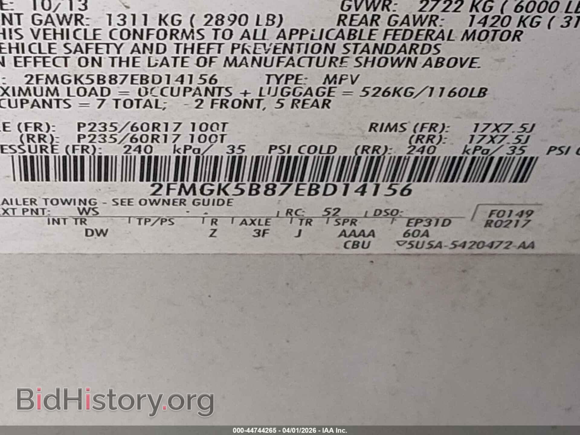 2014 FORD FLEX - VIN: 2FMGK5B87EBD14156 - Photo 9
