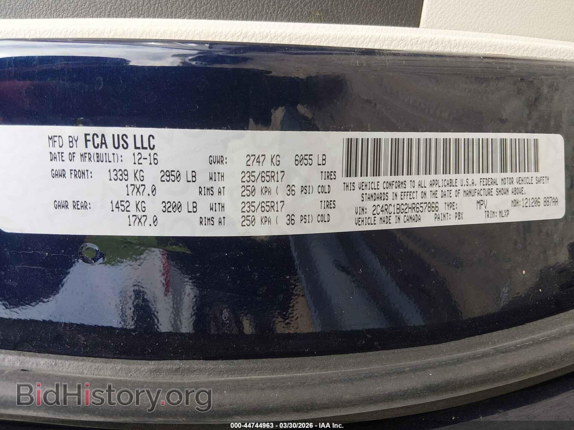 2017 CHRYSLER PACIFICA - VIN: 2C4RC1BG2HR657866 - Photo 9