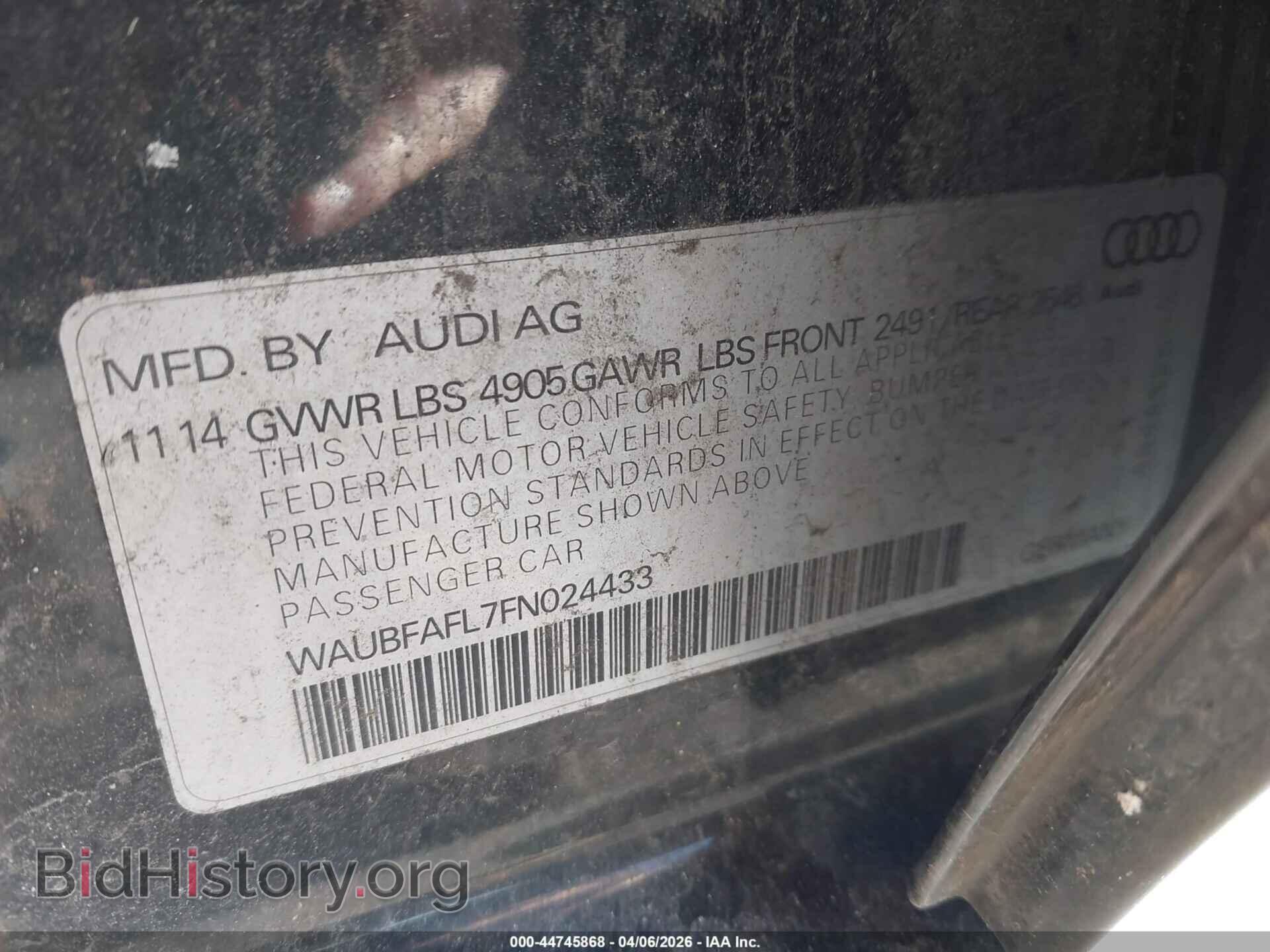 2015 AUDI A4 - VIN: WAUBFAFL7FN024433 - Photo 9