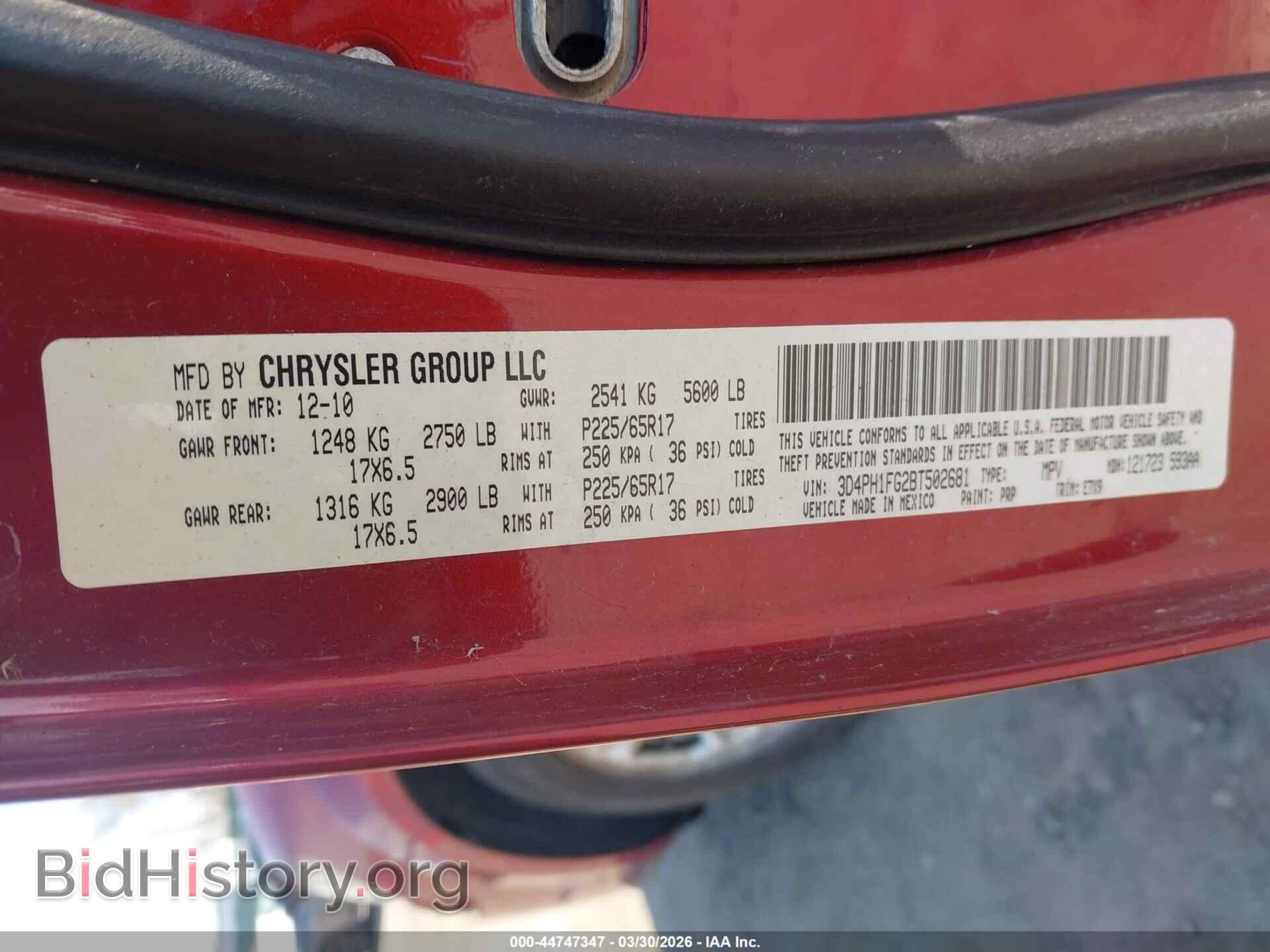 2011 DODGE JOURNEY - VIN: 3D4PH1FG2BT502681 - Фото 9