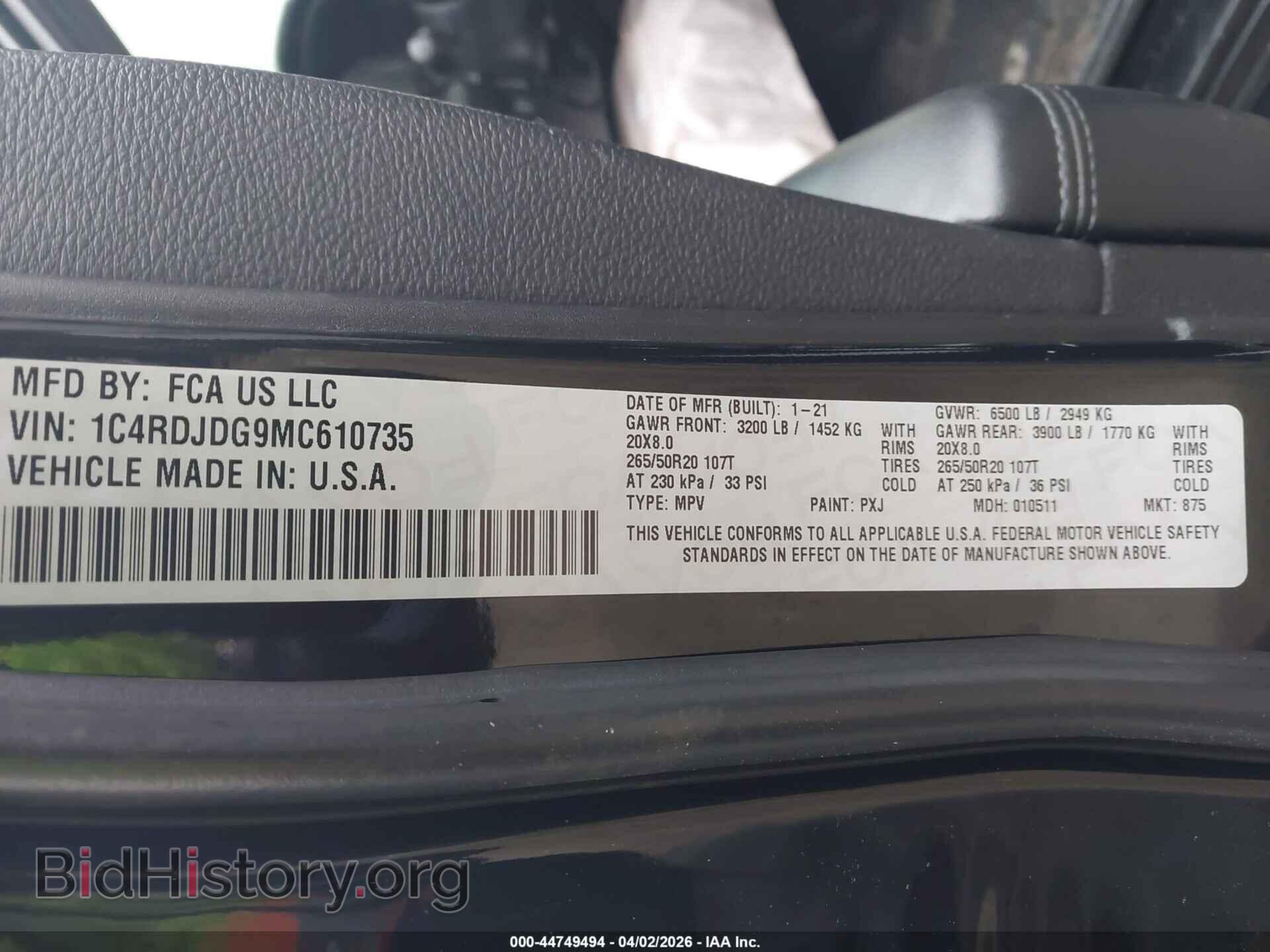 2021 DODGE DURANGO - VIN: 1C4RDJDG9MC610735 - Фото 9