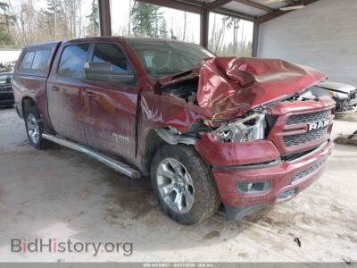 2021 RAM 1500 Big Horn 4X4 5'7 Box, темно-бордовый — VIN 1C6SRFFM7MN538819, IAAI