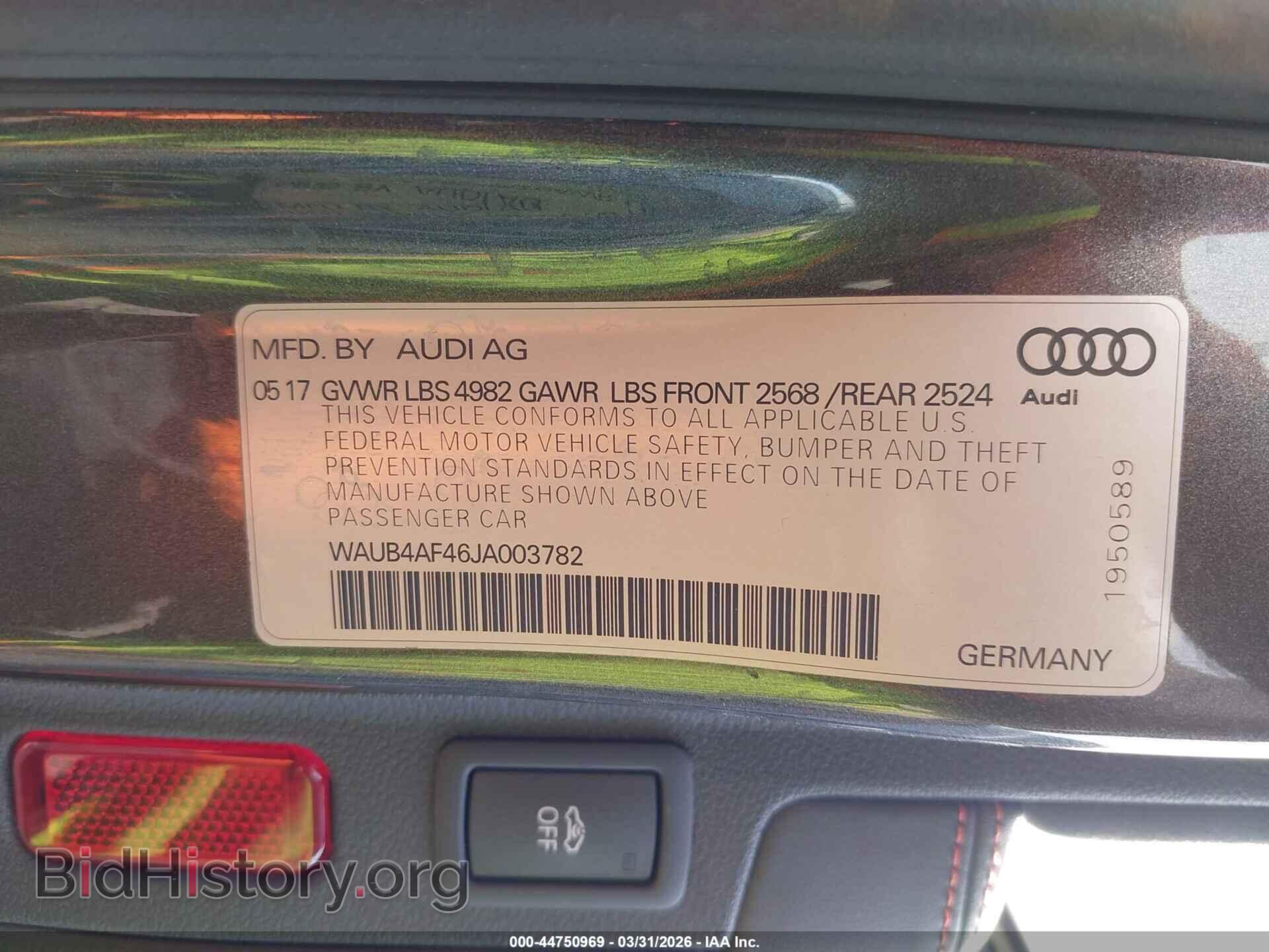 2018 AUDI S4 - VIN: WAUB4AF46JA003782 - Фото 9