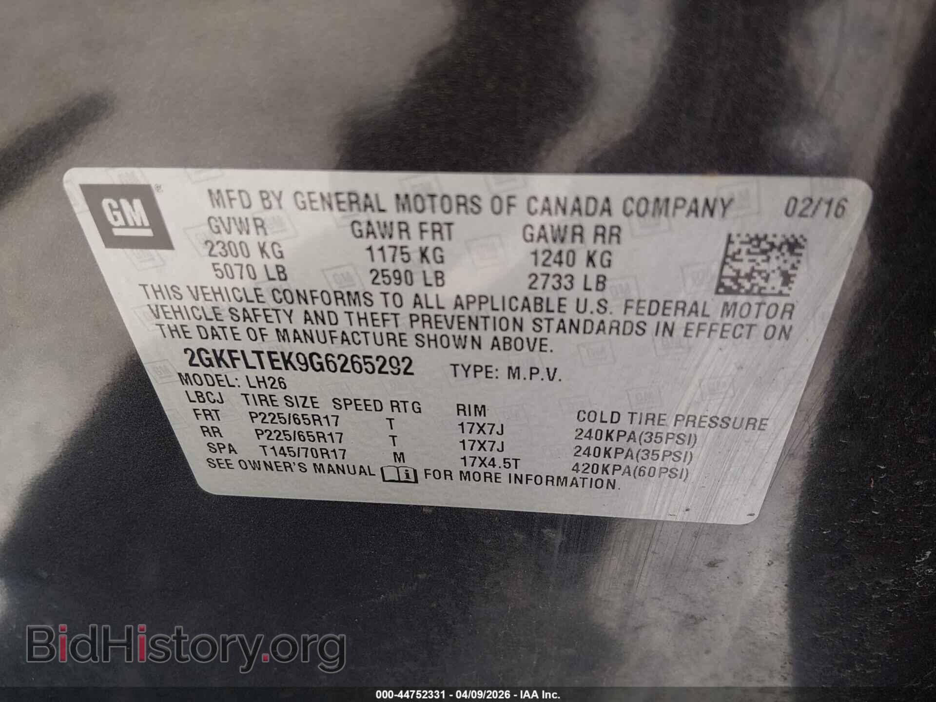 2016 GMC TERRAIN - VIN: 2GKFLTEK9G6265292 - Photo 9