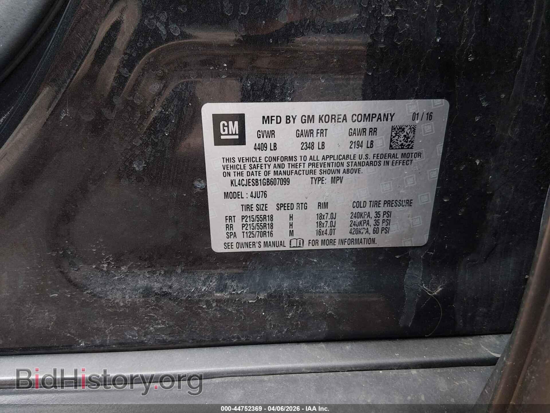 2016 BUICK ENCORE - VIN: KL4CJESB1GB607099 - Фото 9