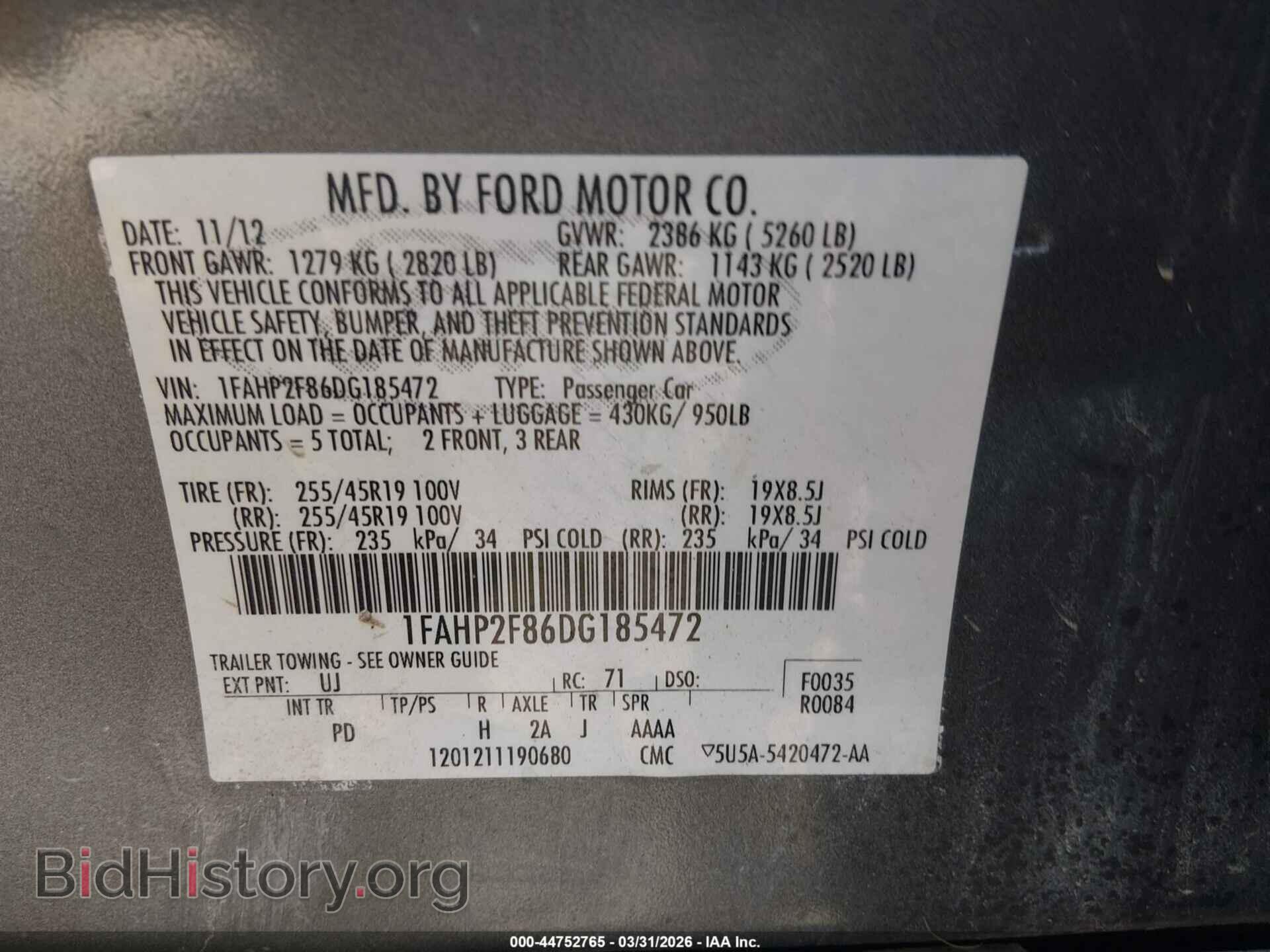 2013 FORD TAURUS - VIN: 1FAHP2F86DG185472 - Photo 9