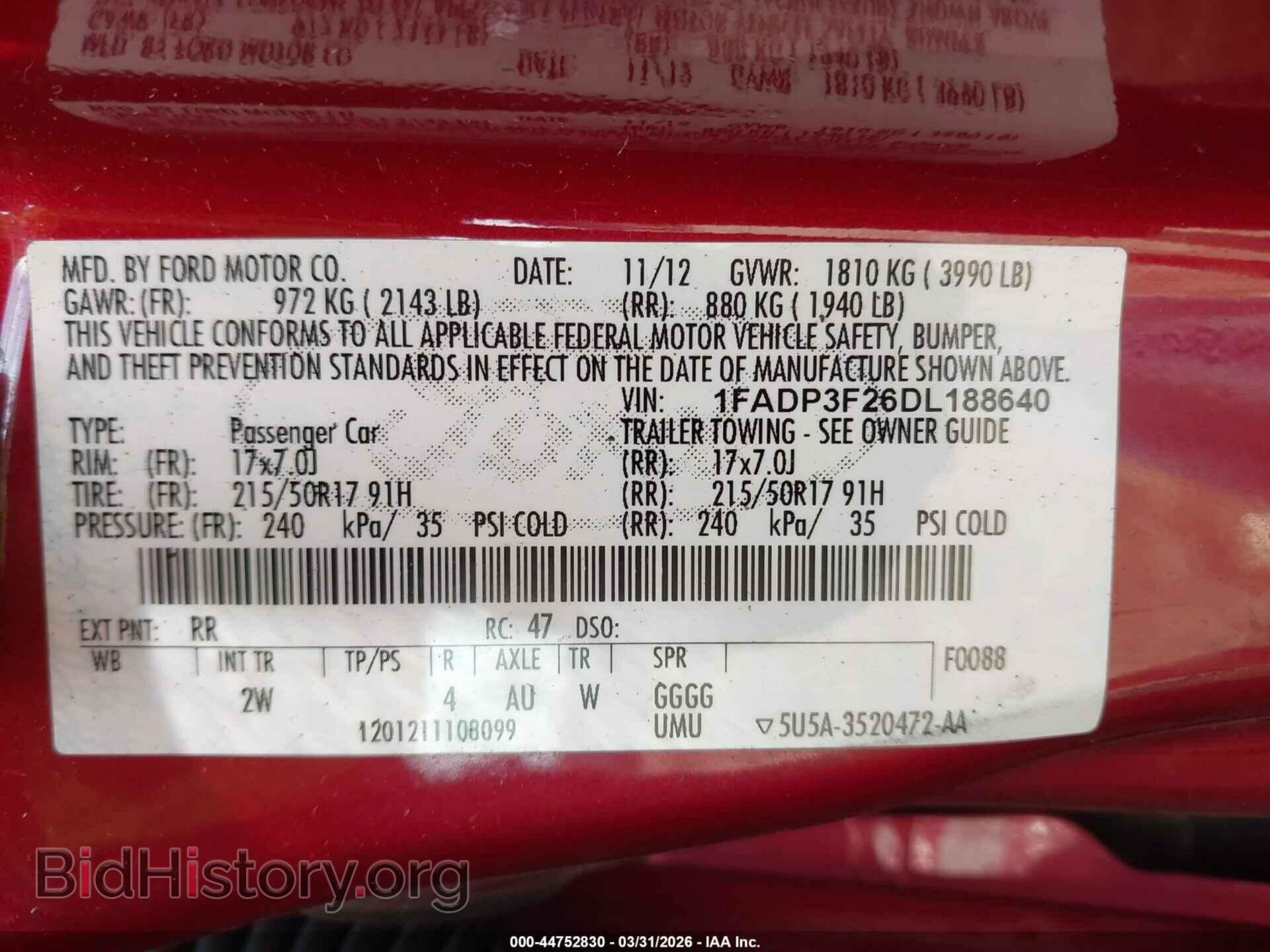 2013 FORD FOCUS - VIN: 1FADP3F26DL188640 - Фото 9