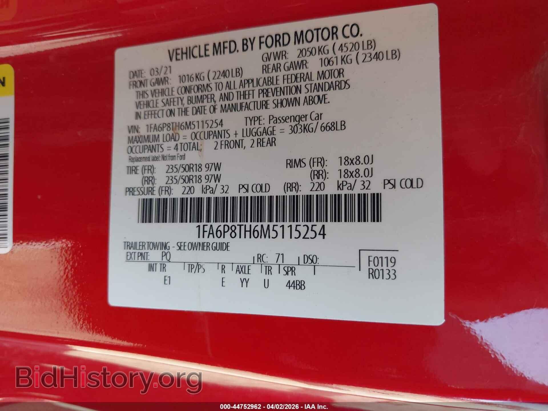 2021 FORD MUSTANG - VIN: 1FA6P8TH6M5115254 - Фото 9