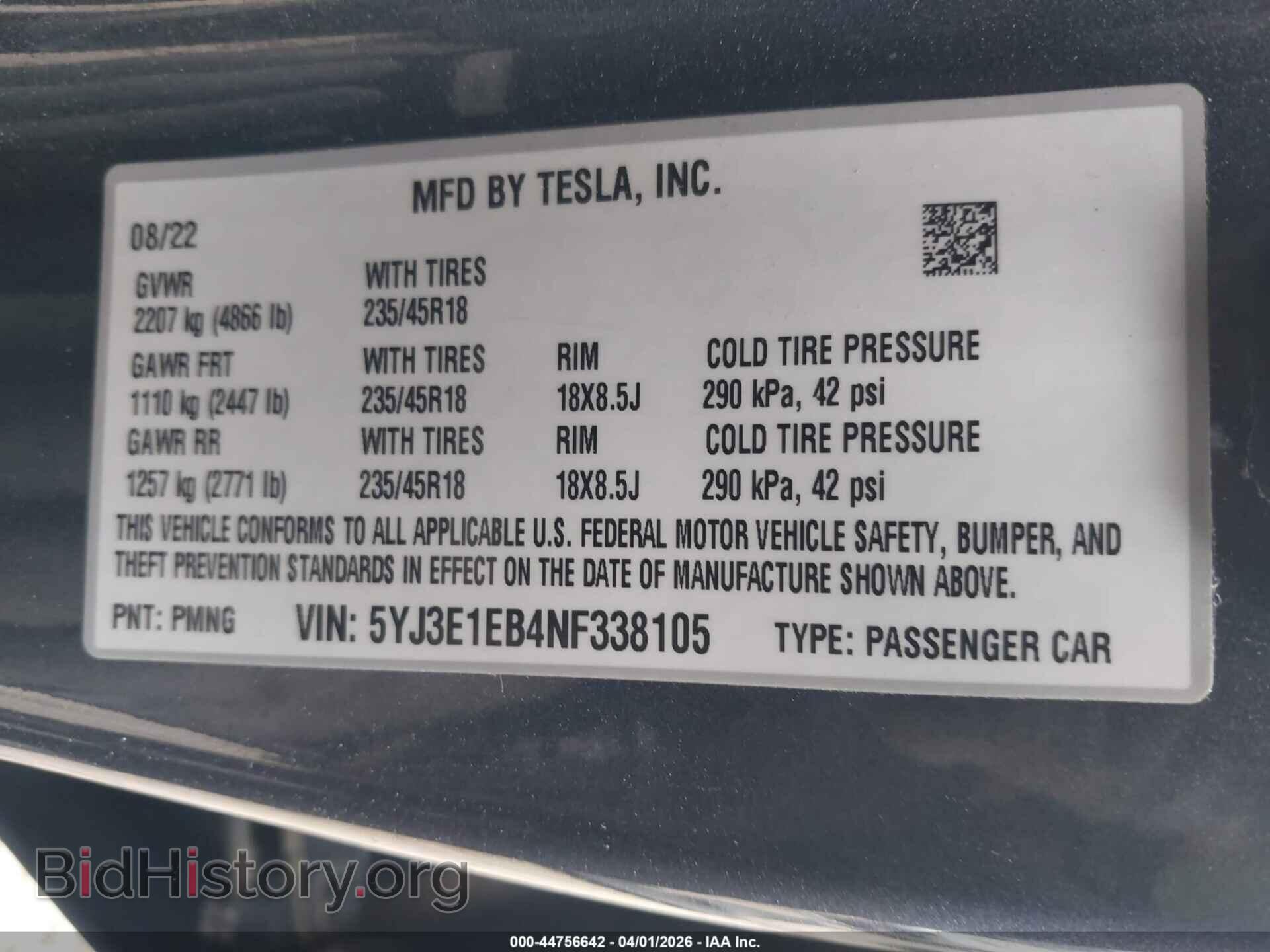 2022 TESLA MODEL 3 - VIN: 5YJ3E1EB4NF338105 - Фото 9