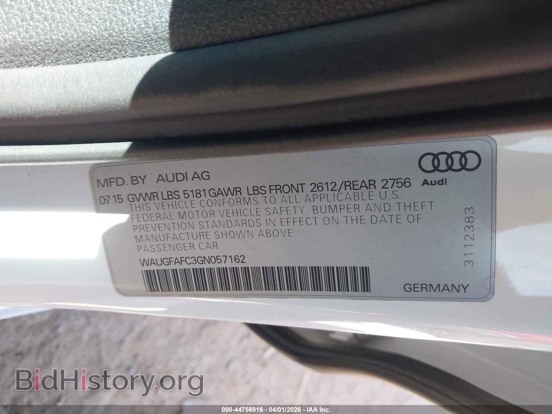 2016 AUDI A6 - VIN: WAUGFAFC3GN057162 - Фото 9