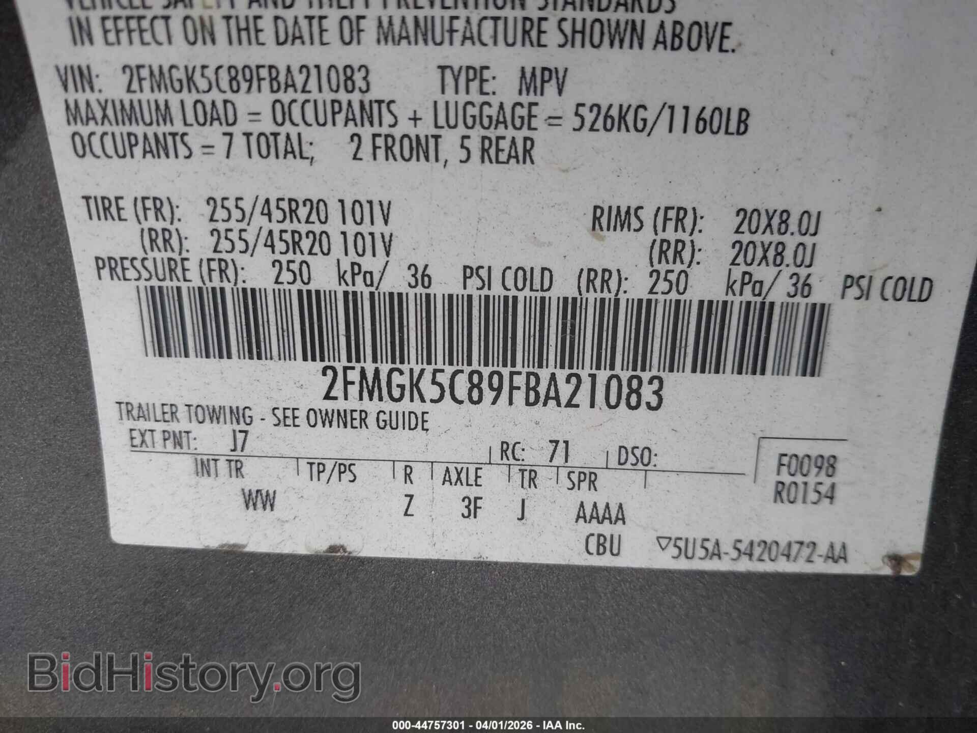 2015 FORD FLEX - VIN: 2FMGK5C89FBA21083 - Photo 9