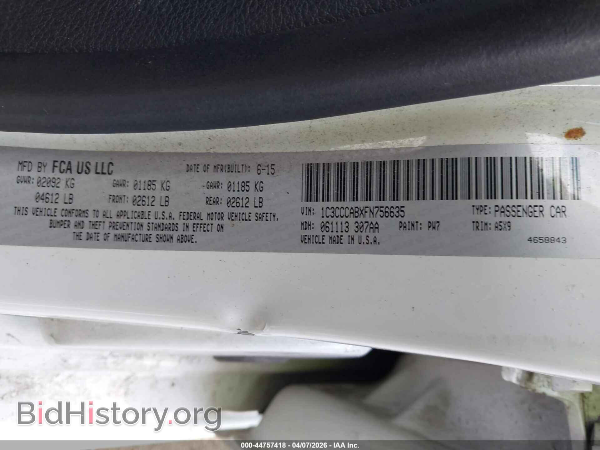 2015 CHRYSLER 200 - VIN: 1C3CCCABXFN756635 - Фото 9