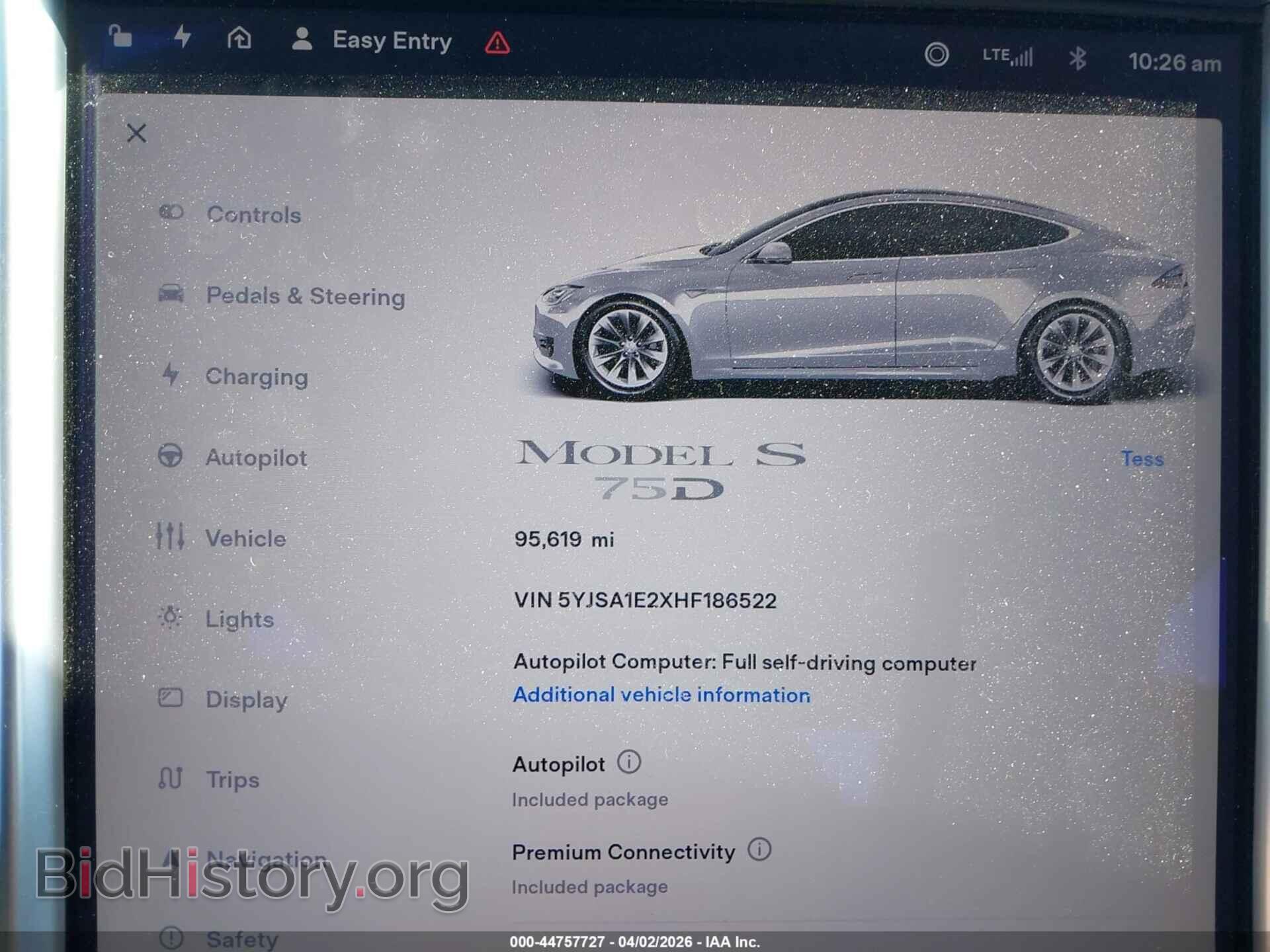 2017 TESLA MODEL S - VIN: 5YJSA1E2XHF186522 - Фото 7