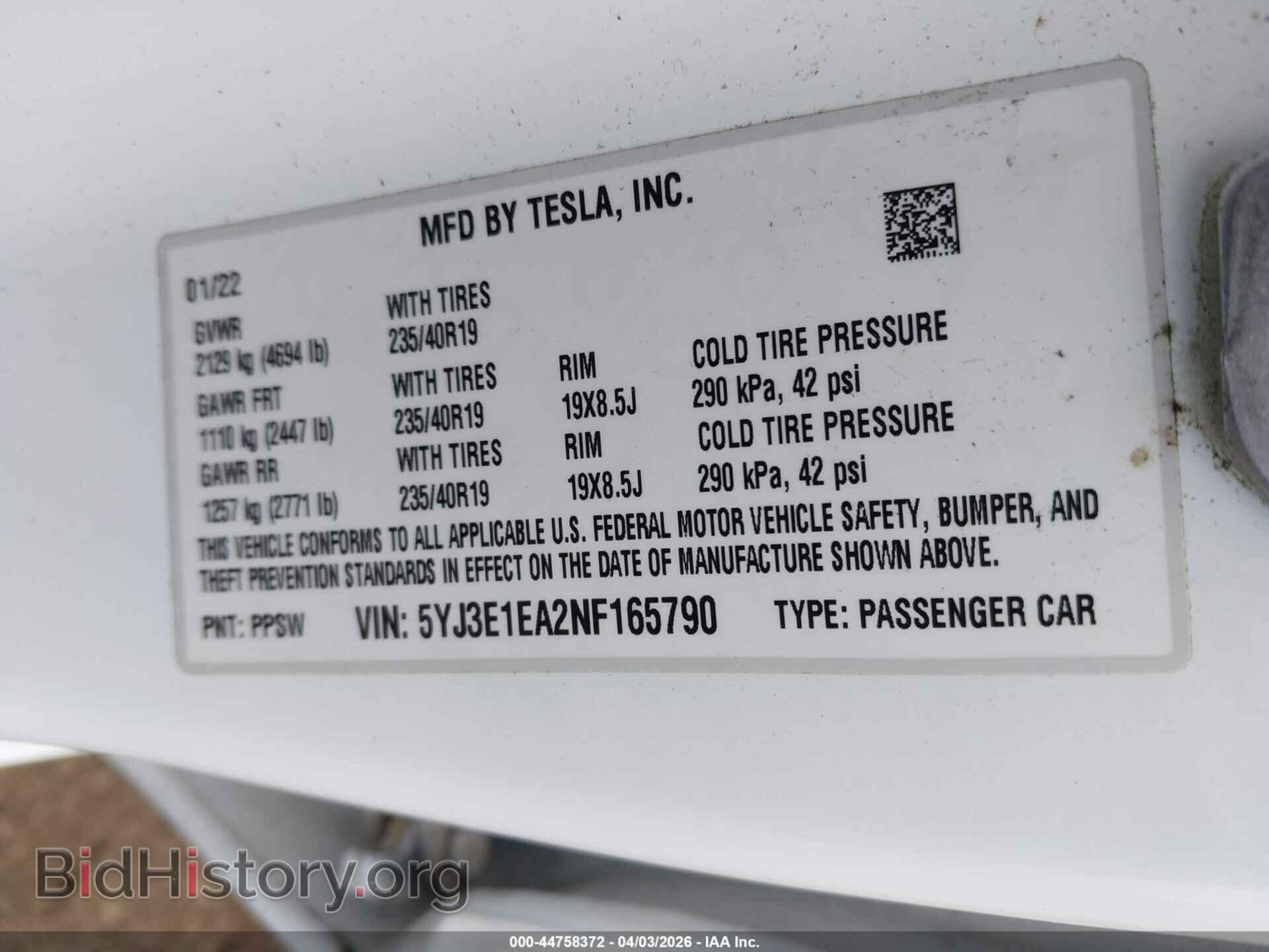 2022 TESLA MODEL 3 - VIN: 5YJ3E1EA2NF165790 - Фото 9