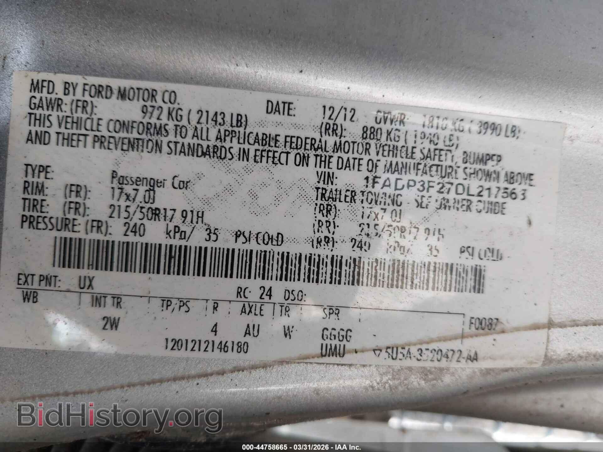 2013 FORD FOCUS - VIN: 1FADP3F27DL217563 - Фото 9