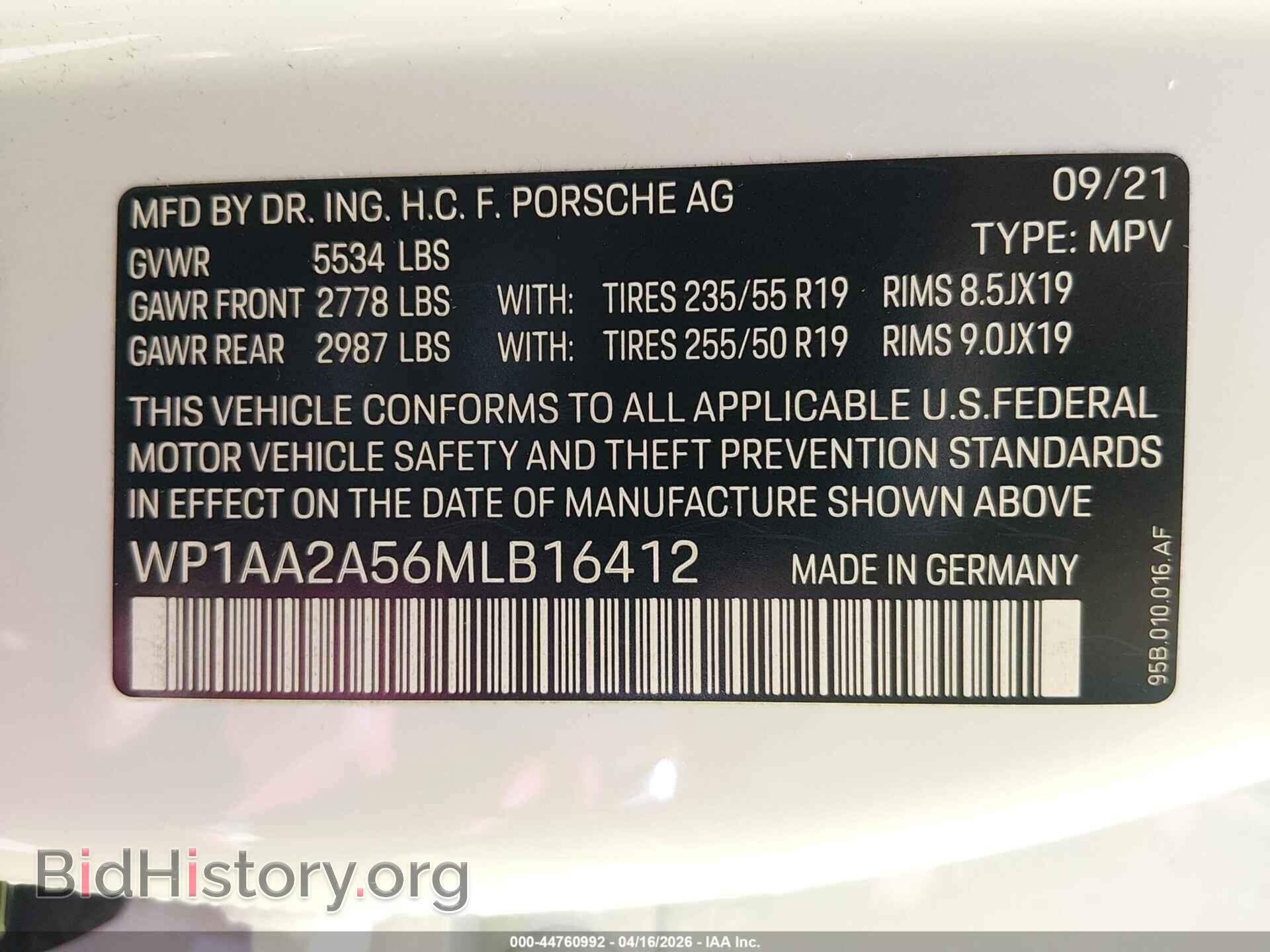 2021 PORSCHE MACAN - VIN: WP1AA2A56MLB16412 - Photo 9