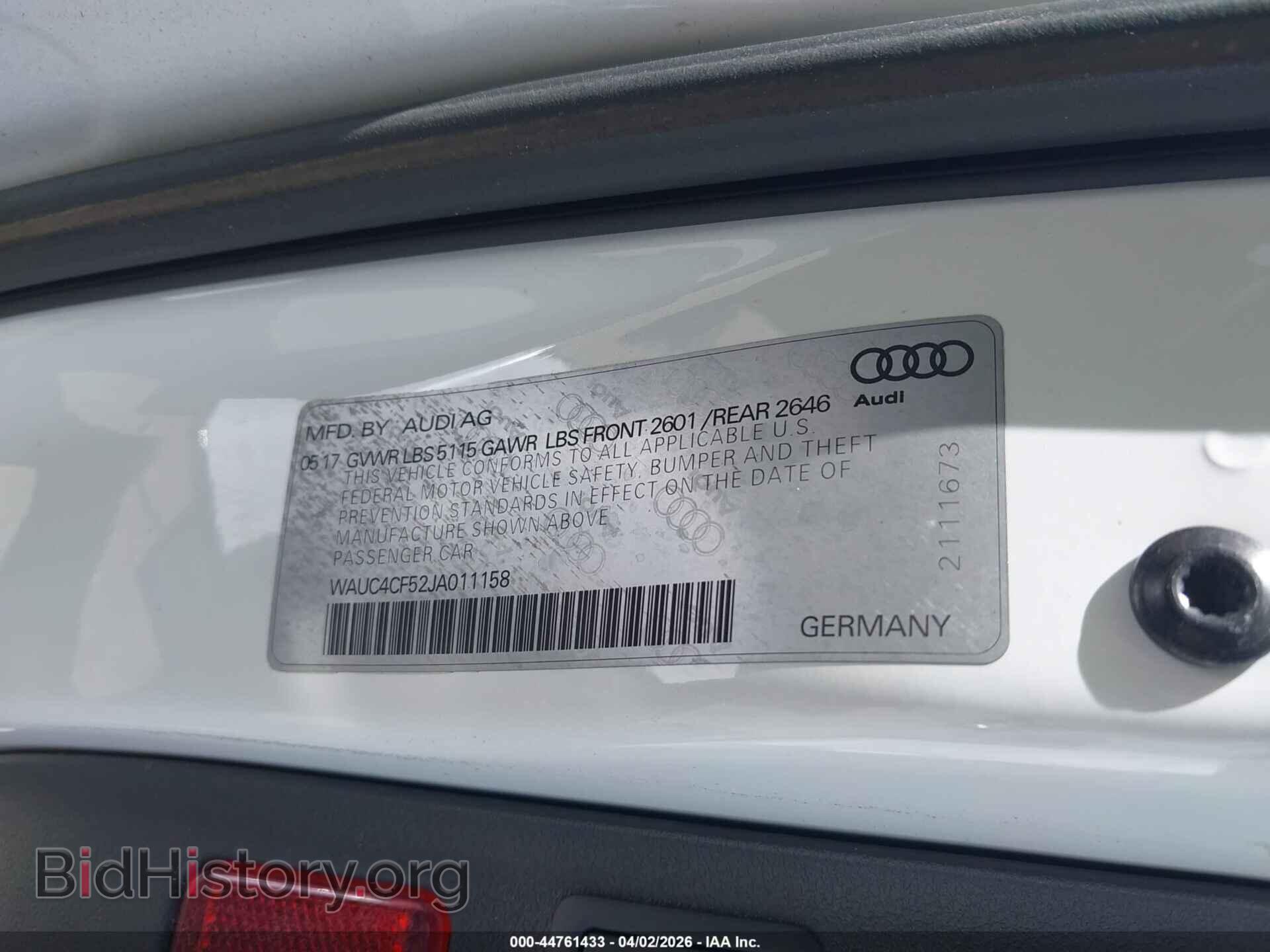 2018 AUDI S5 - VIN: WAUC4CF52JA011158 - Фото 9
