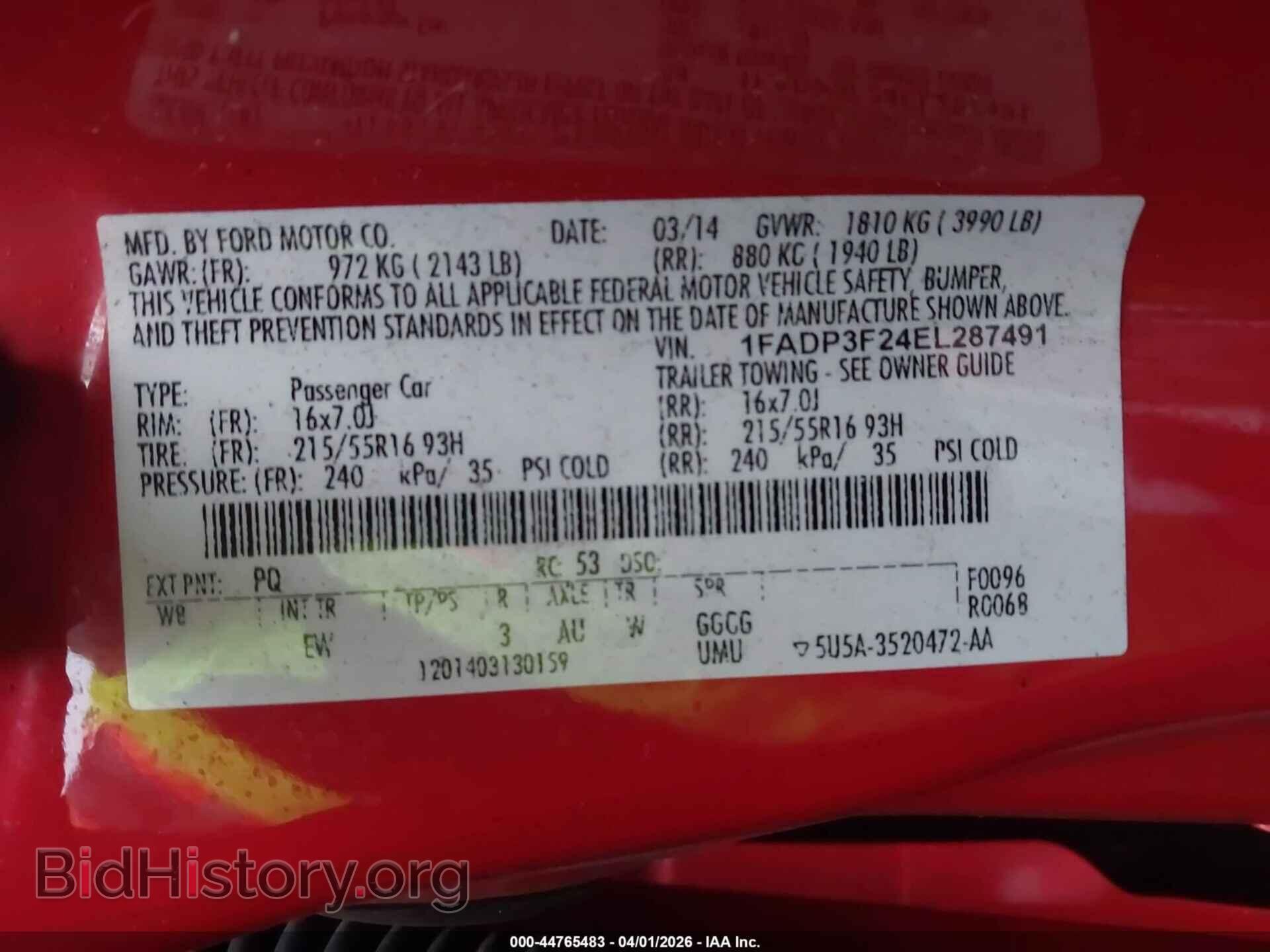 2014 FORD FOCUS - VIN: 1FADP3F24EL287491 - Фото 9