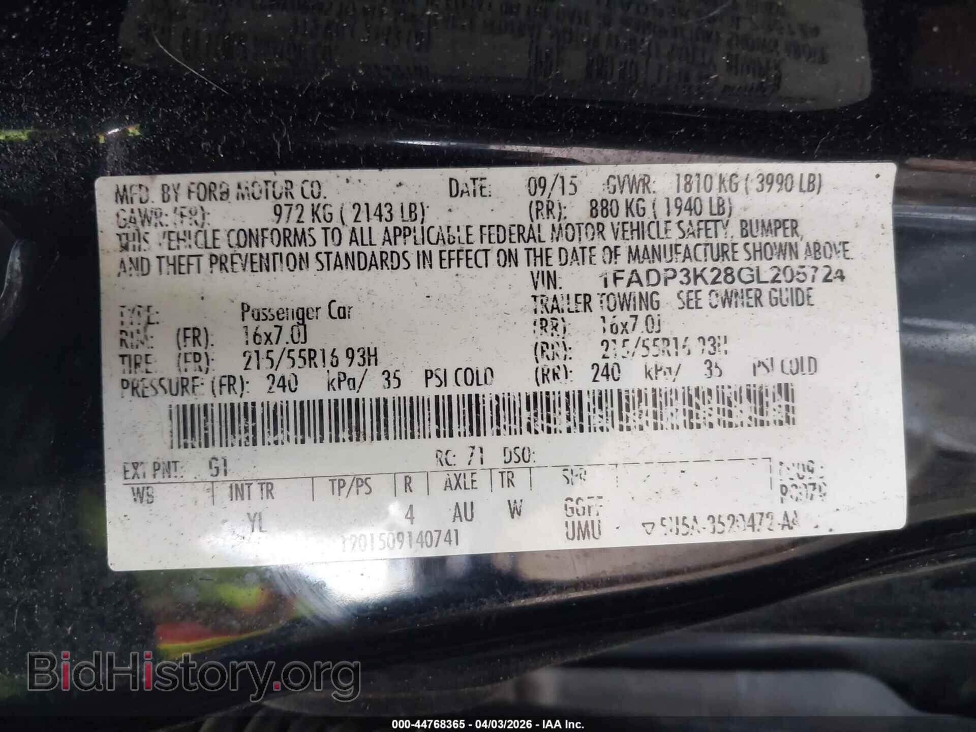 2016 FORD FOCUS - VIN: 1FADP3K28GL205724 - Фото 9