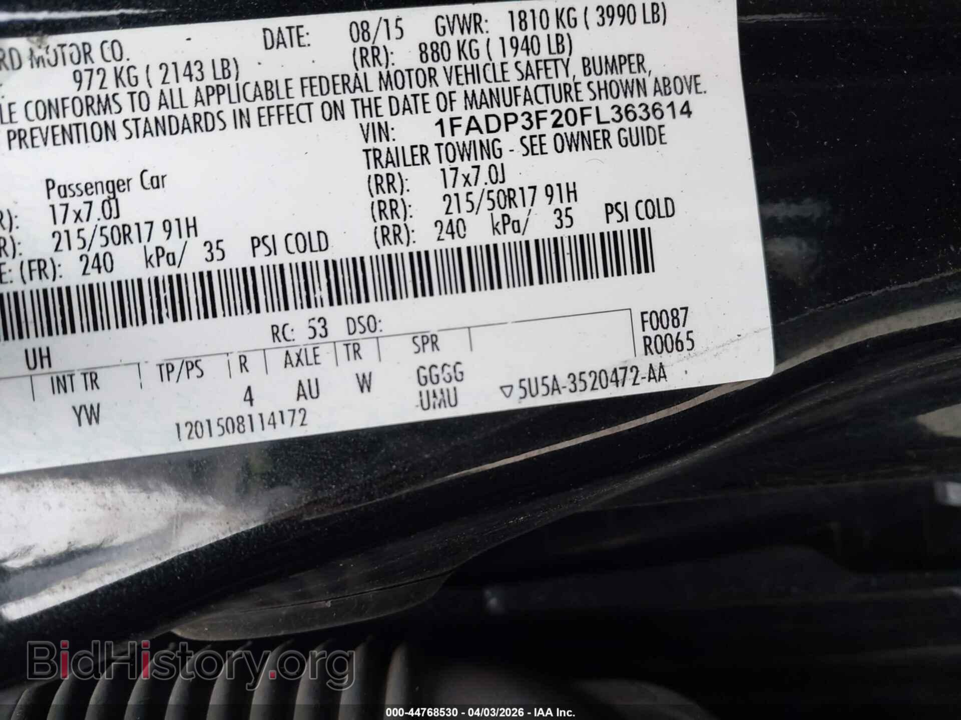 2015 FORD FOCUS - VIN: 1FADP3F20FL363614 - Фото 9