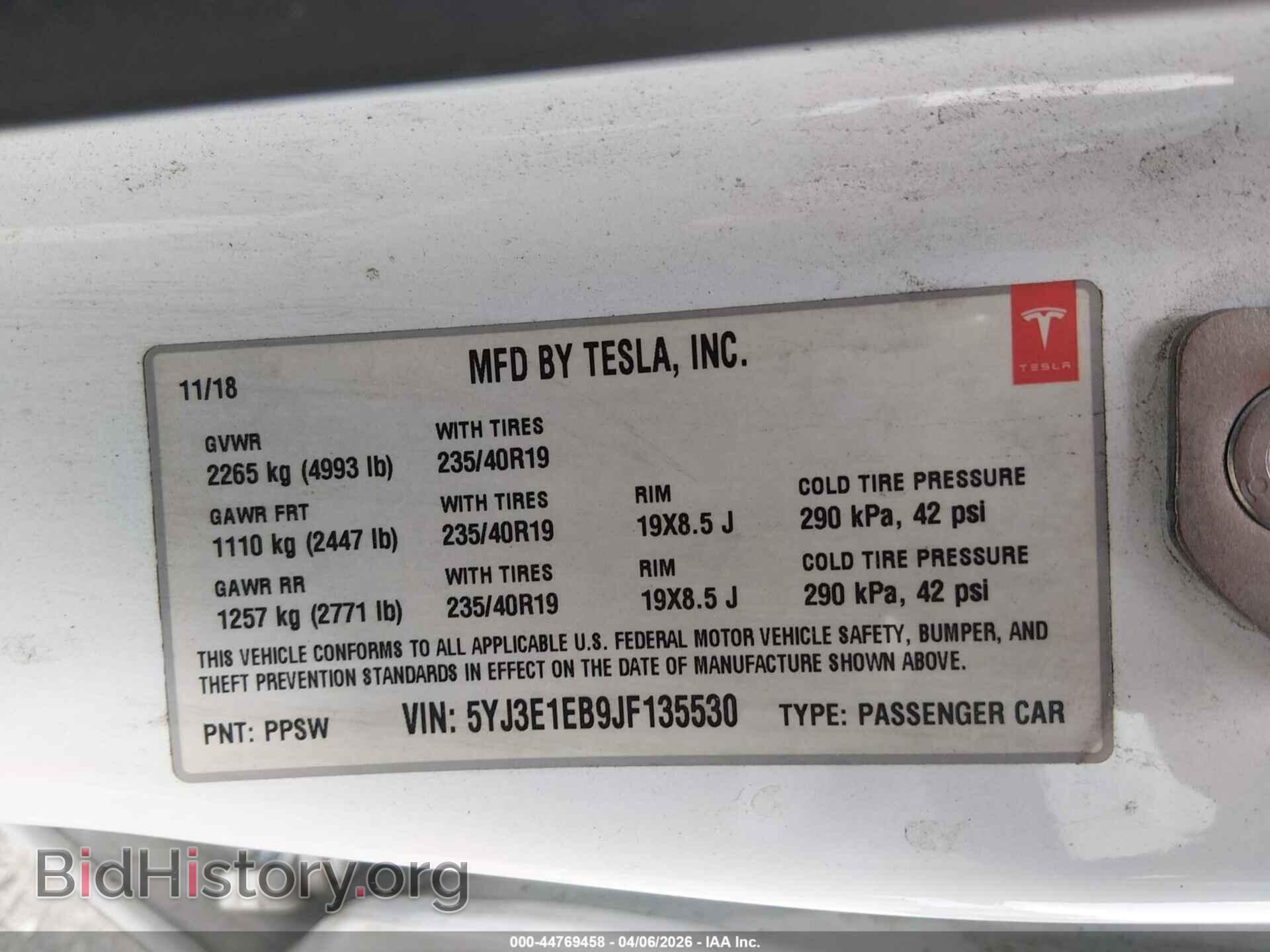 2018 TESLA MODEL 3 - VIN: 5YJ3E1EB9JF135530 - Photo 9