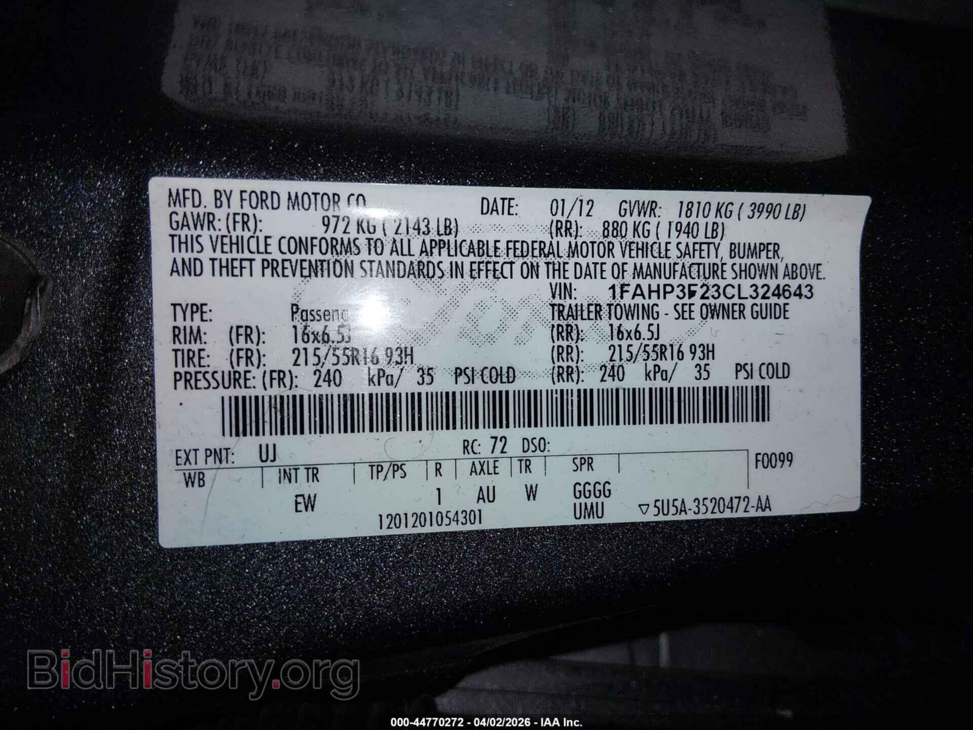 2012 FORD FOCUS - VIN: 1FAHP3F23CL324643 - Photo 9