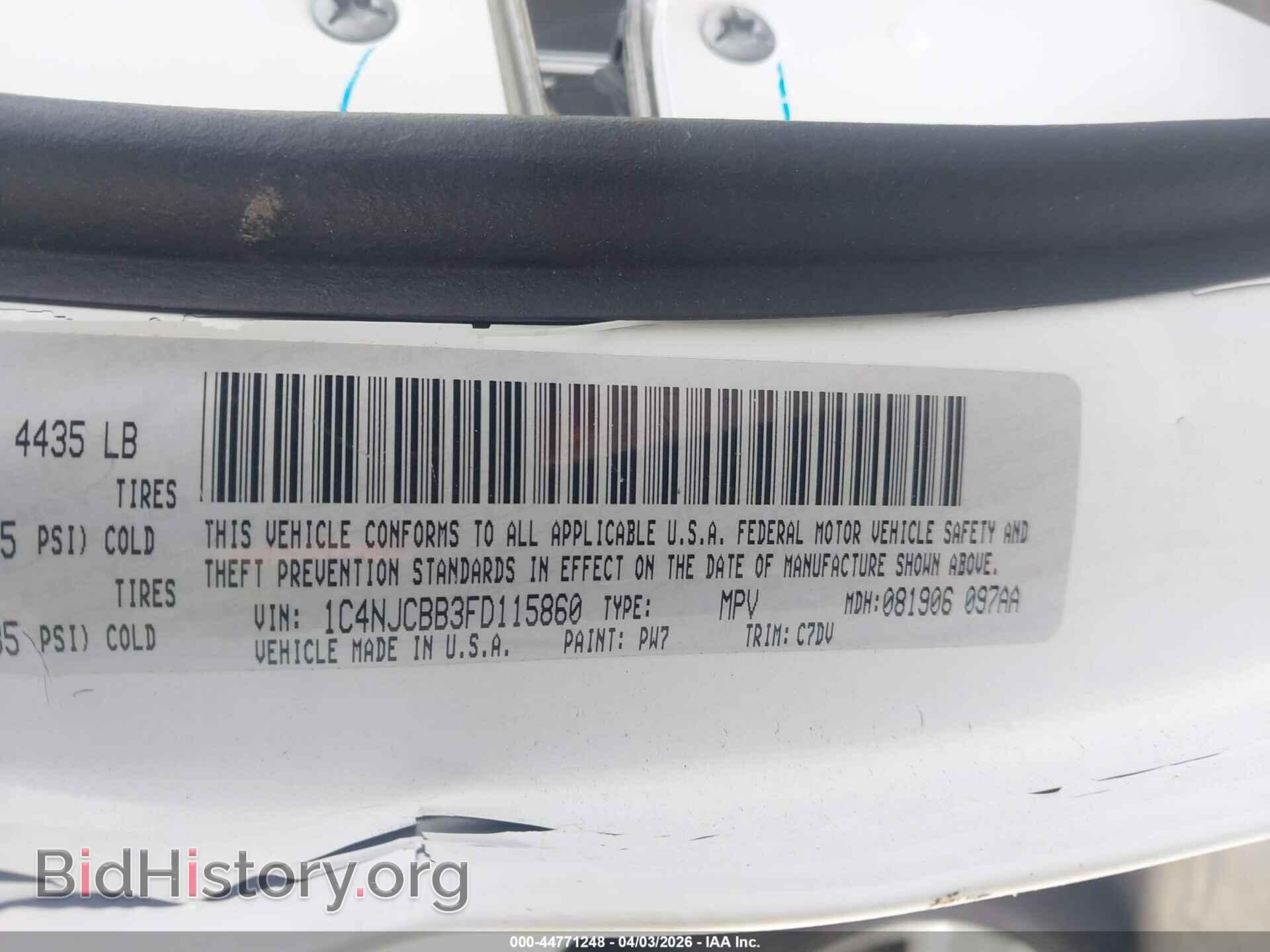 2015 JEEP COMPASS - VIN: 1C4NJCBB3FD115860 - Фото 9