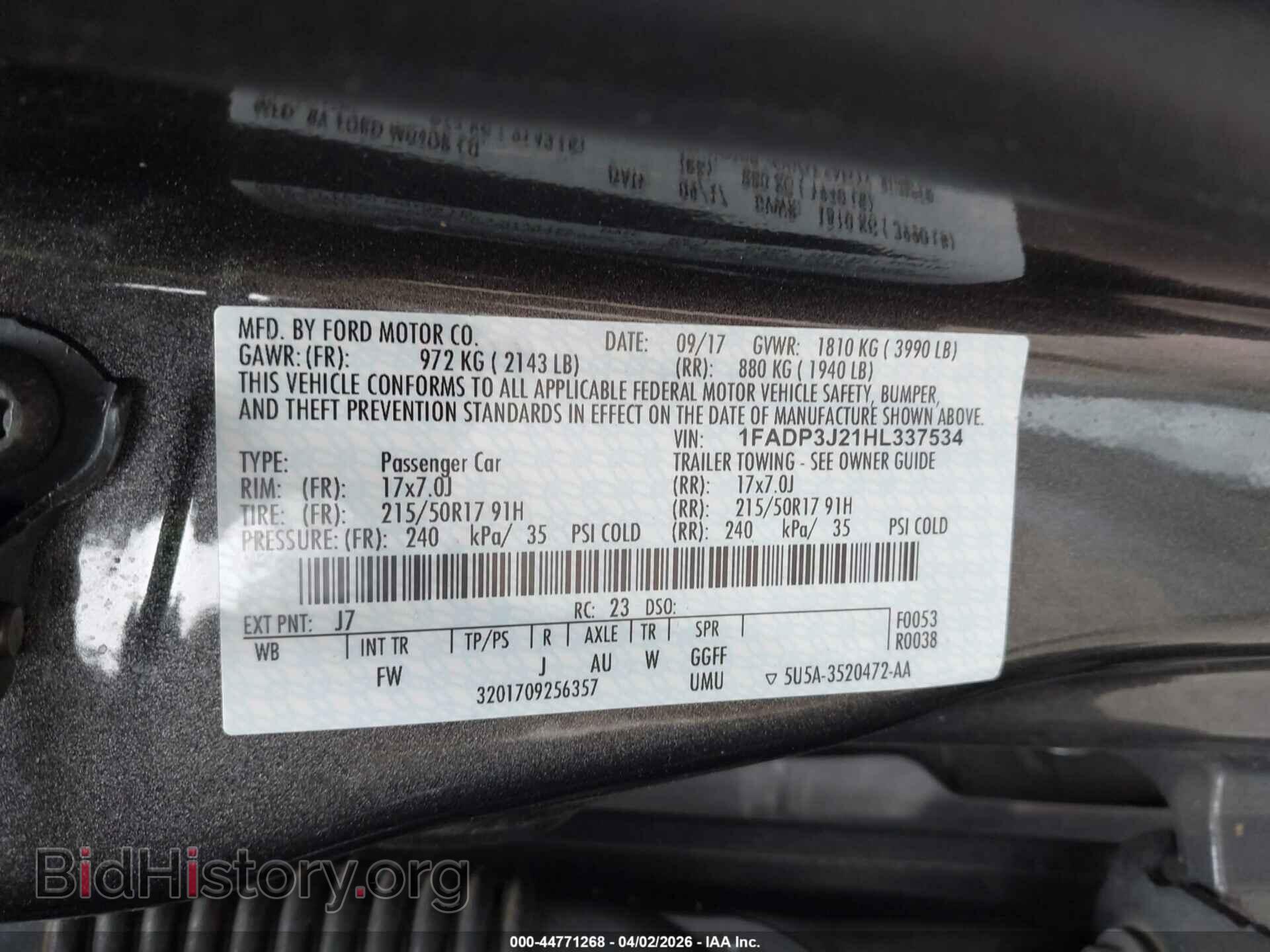 2017 FORD FOCUS - VIN: 1FADP3J21HL337534 - Photo 9