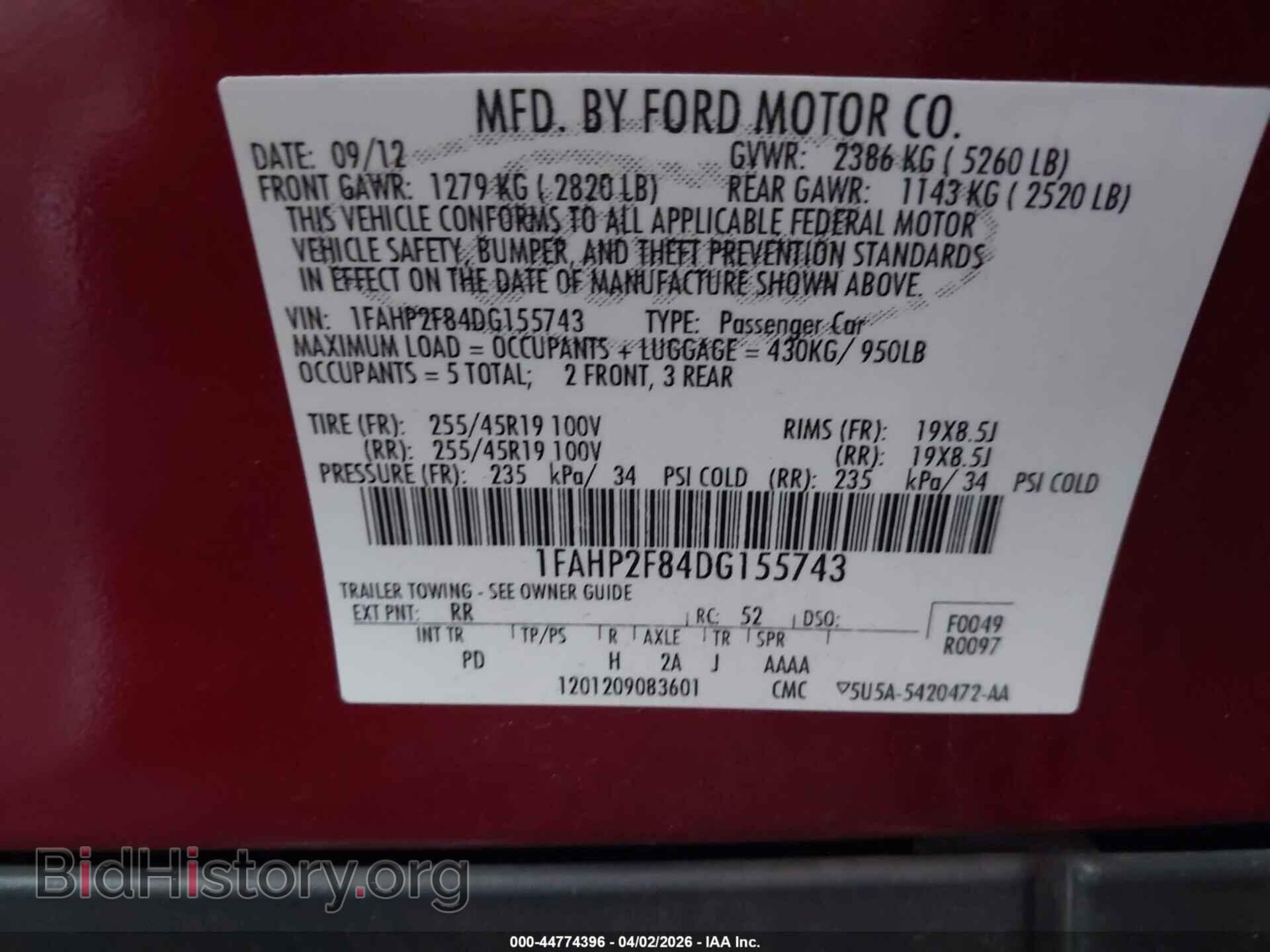 2013 FORD TAURUS - VIN: 1FAHP2F84DG155743 - Photo 9