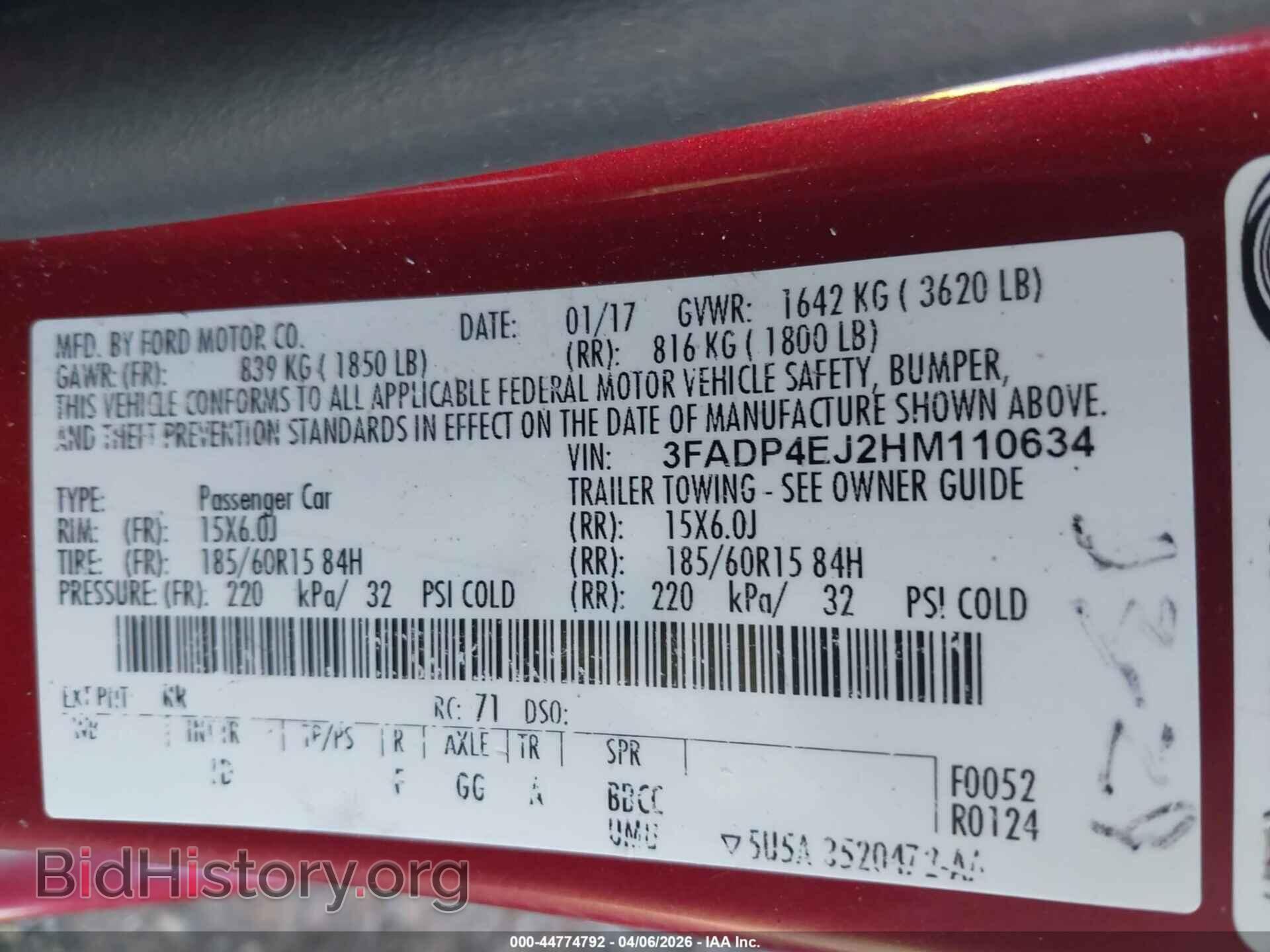 2017 FORD FIESTA - VIN: 3FADP4EJ2HM110634 - Фото 9