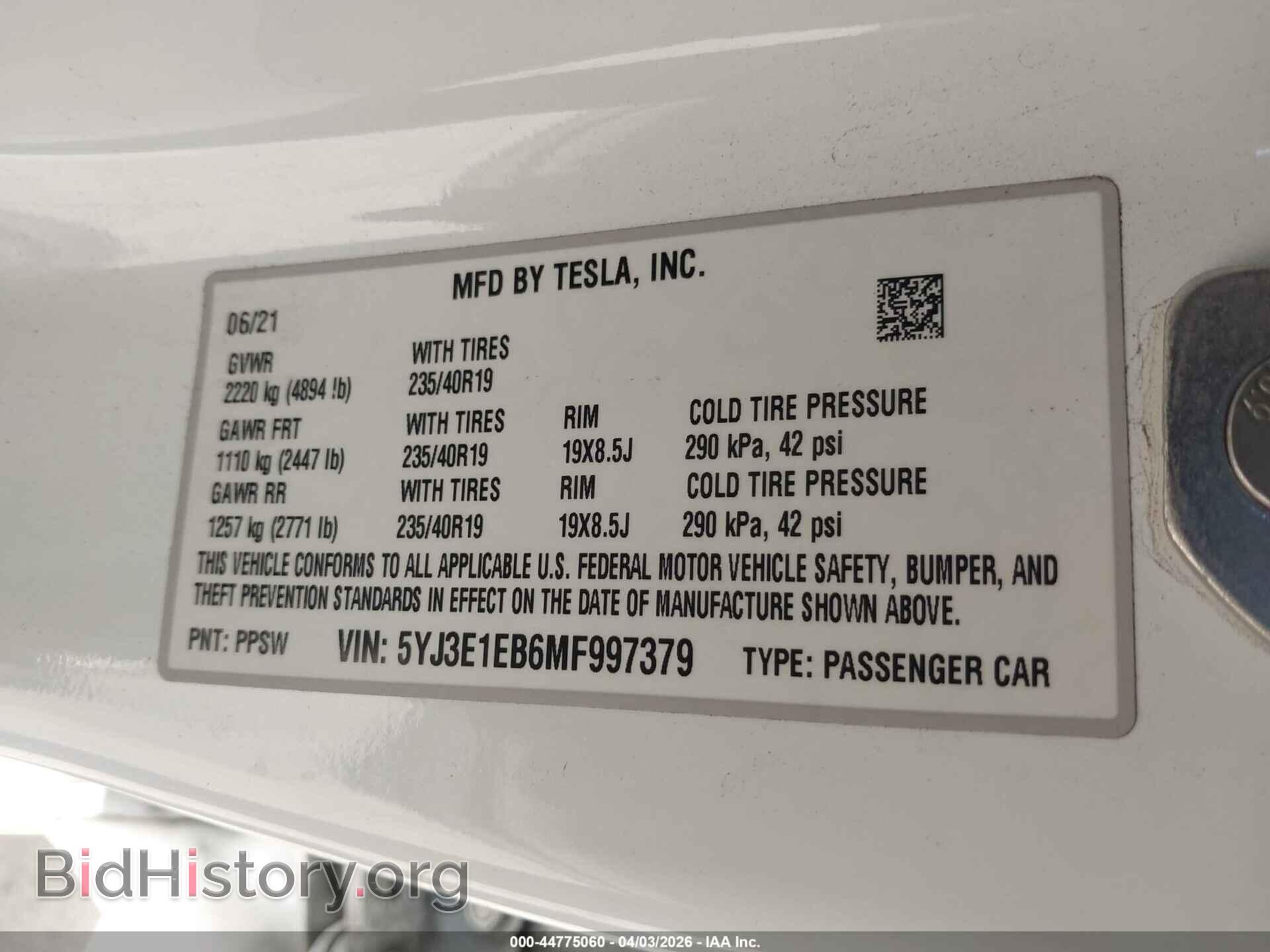 2021 TESLA MODEL 3 - VIN: 5YJ3E1EB6MF997379 - Фото 9