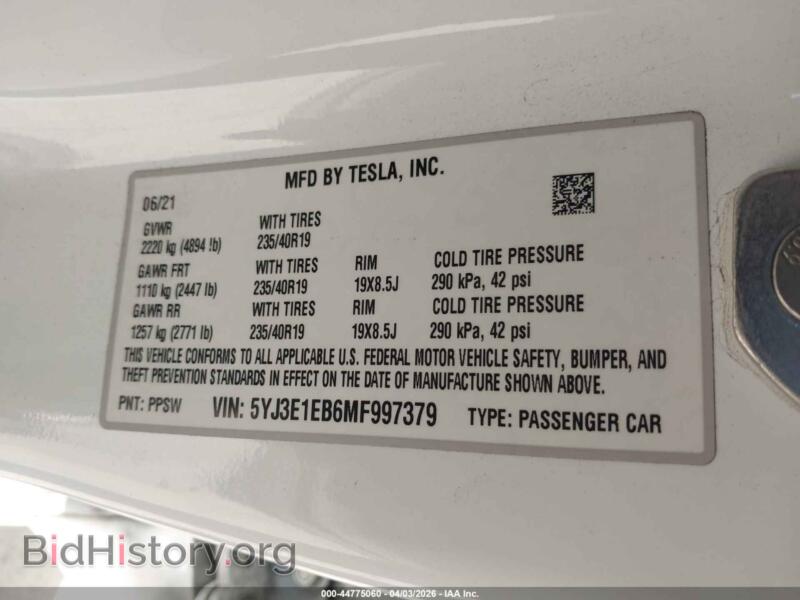 2021 Tesla MODEL 3 (VIN 5YJ3E1EB6MF997379) — фото 9 из 18