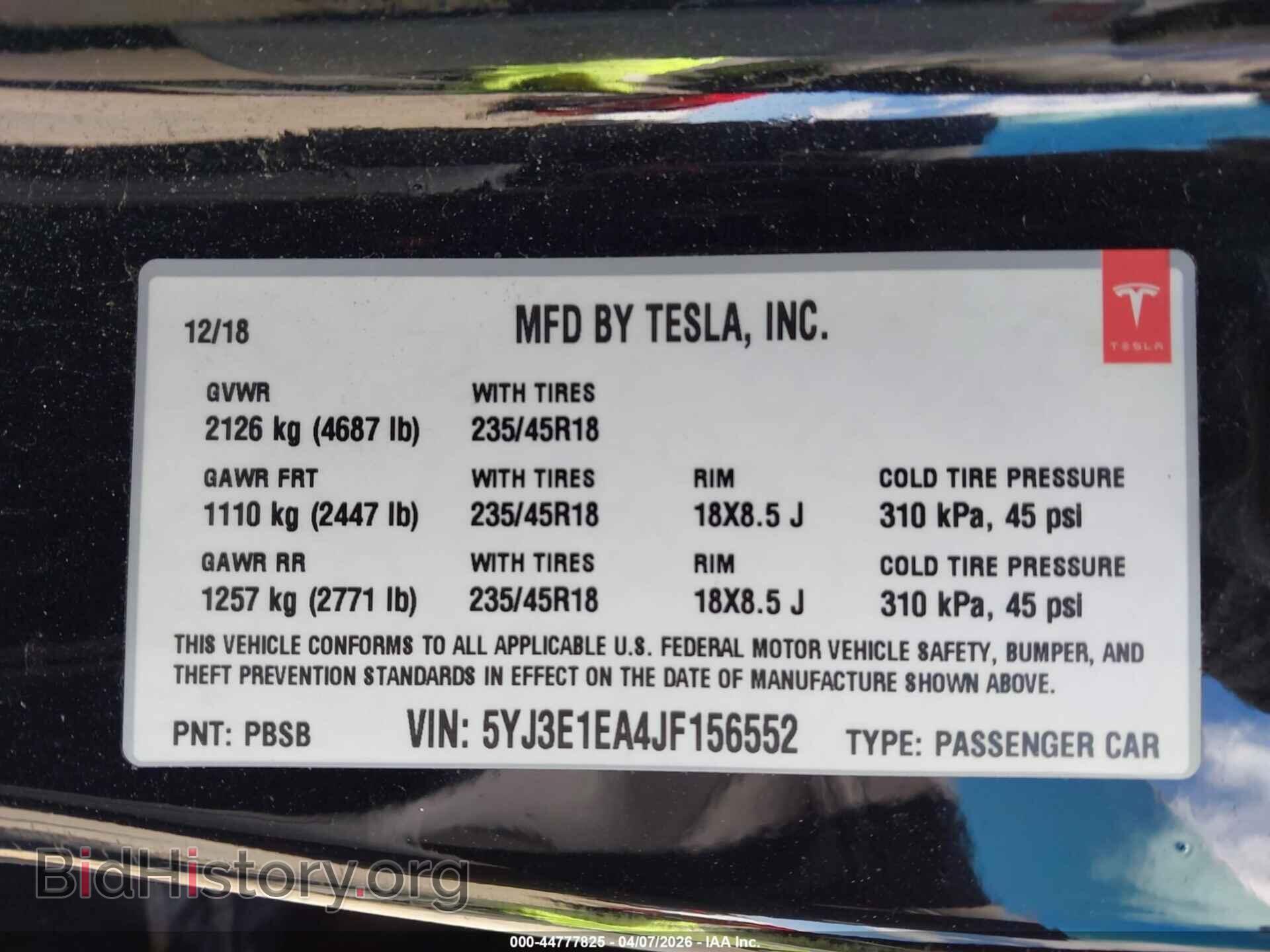 2018 TESLA MODEL 3 - VIN: 5YJ3E1EA4JF156552 - Фото 9