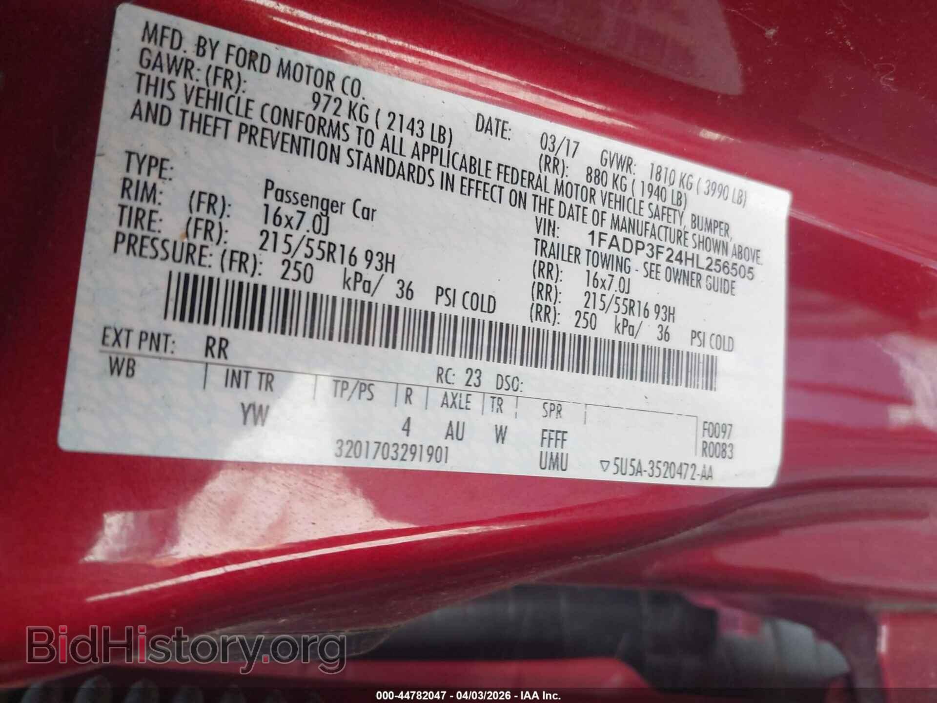 2017 FORD FOCUS - VIN: 1FADP3F24HL256505 - Фото 9