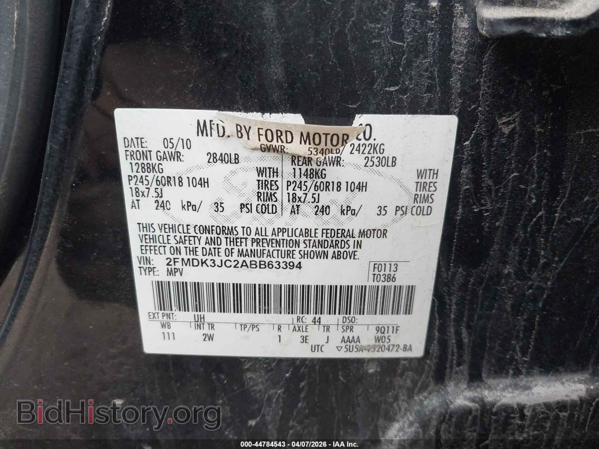 2010 FORD EDGE - VIN: 2FMDK3JC2ABB63394 - Photo 9