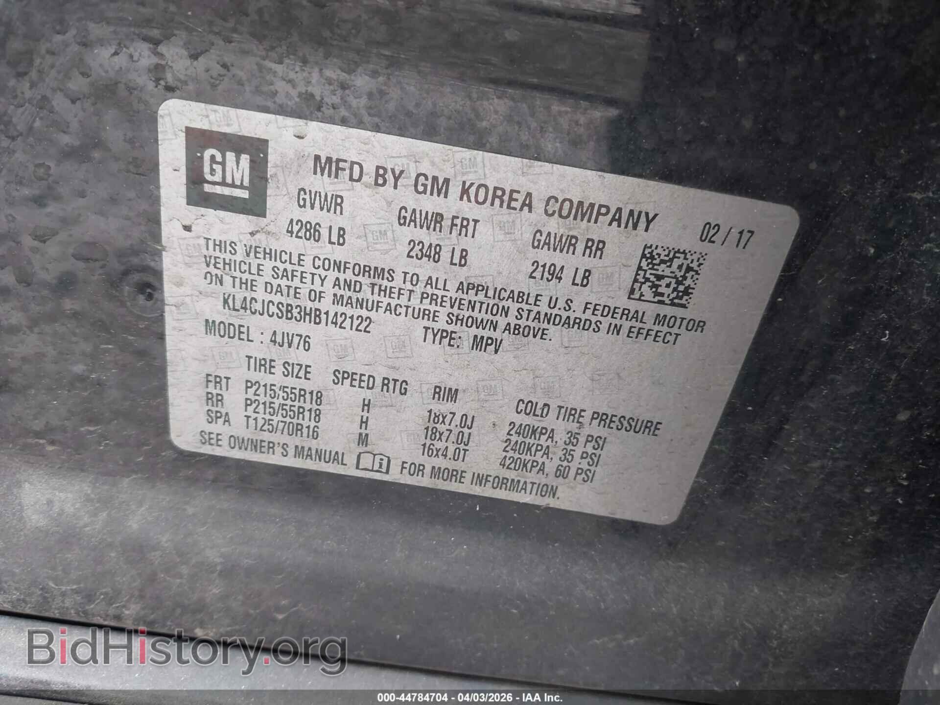 2017 BUICK ENCORE - VIN: KL4CJCSB3HB142122 - Photo 9