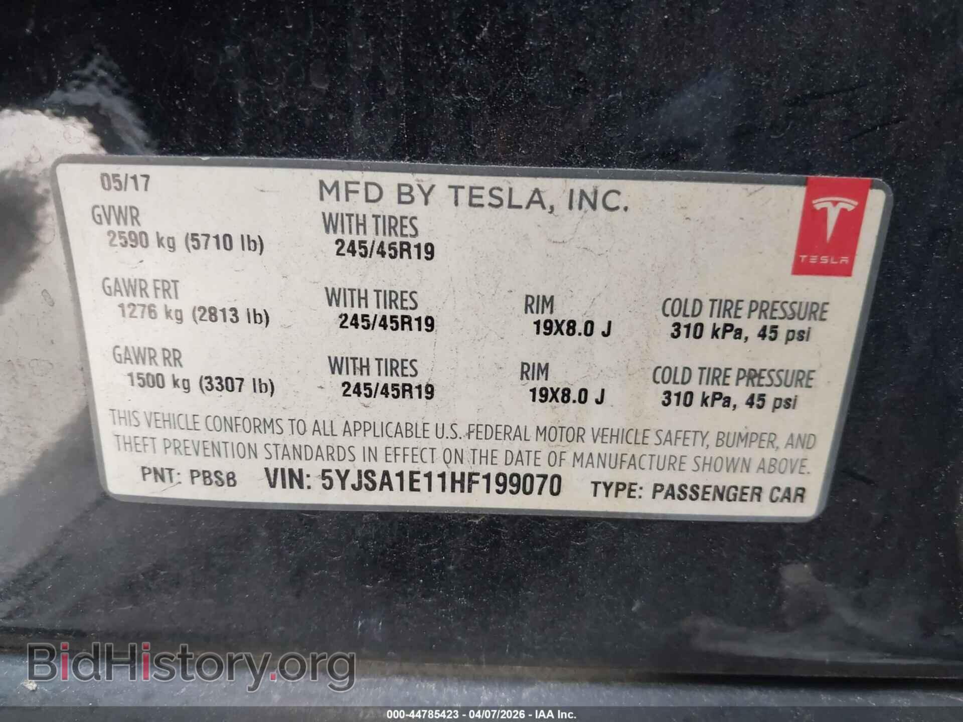 2017 TESLA MODEL S - VIN: 5YJSA1E11HF199070 - Photo 9