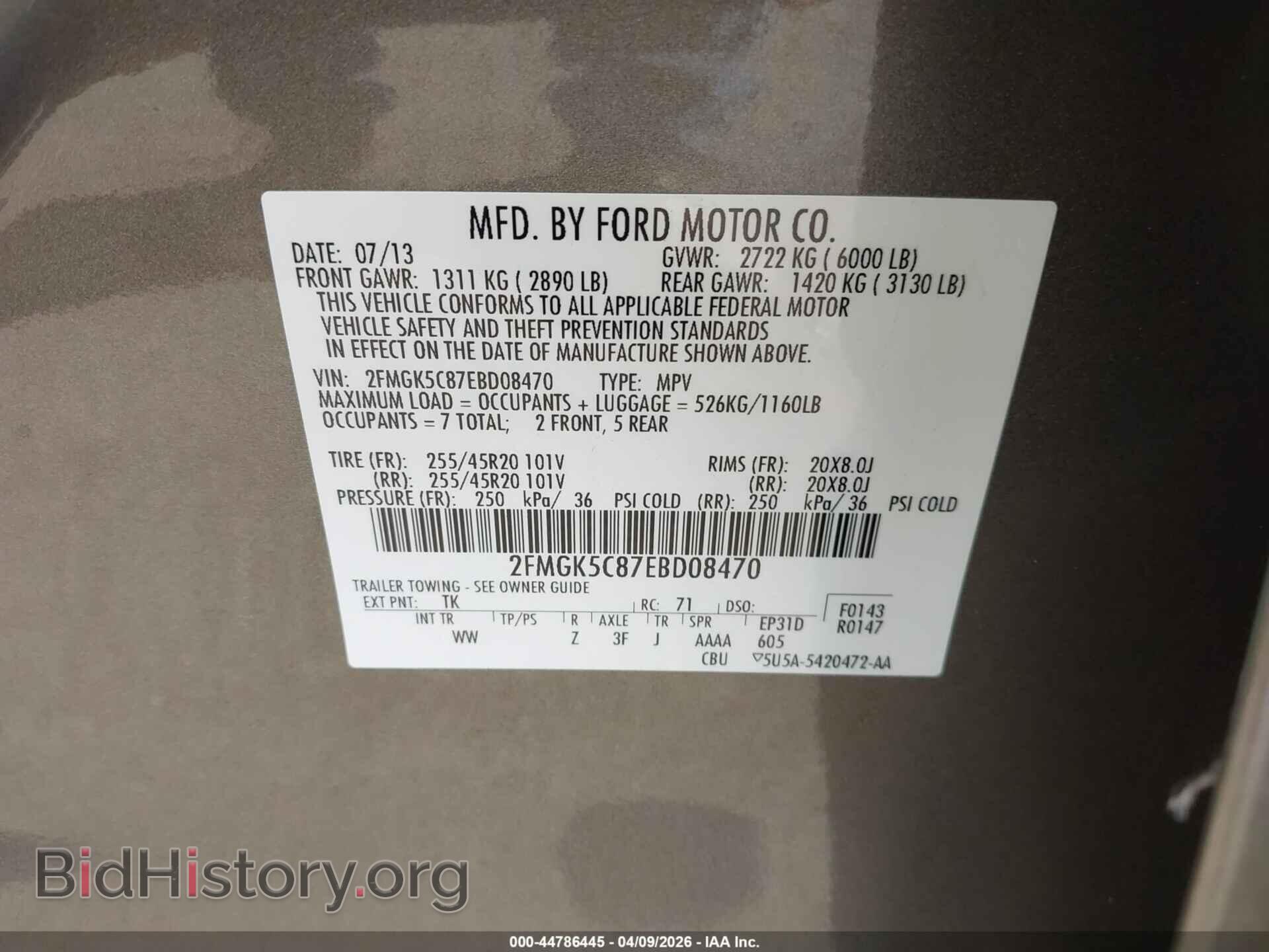 2014 FORD FLEX - VIN: 2FMGK5C87EBD08470 - Photo 9