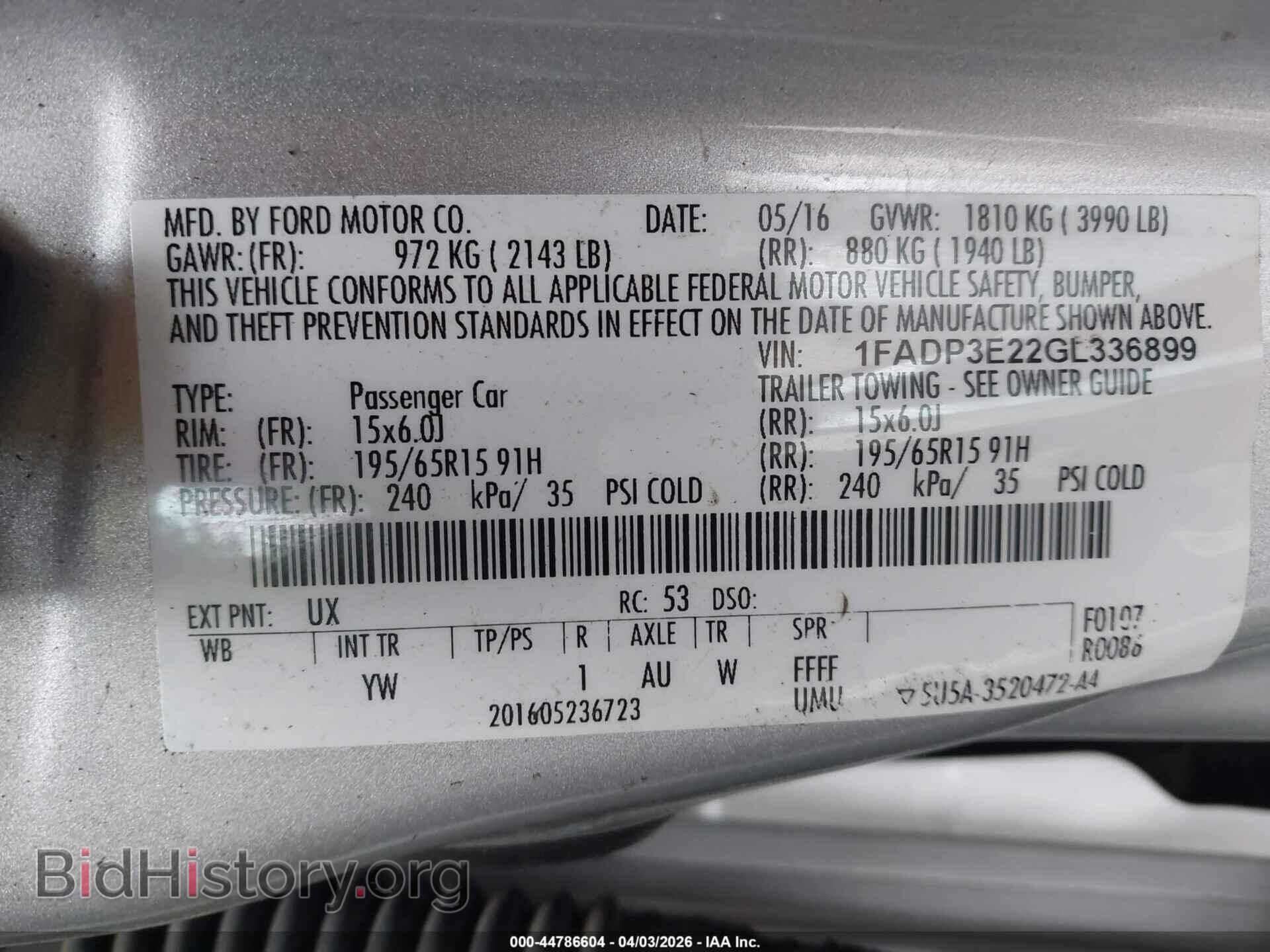 2016 FORD FOCUS - VIN: 1FADP3E22GL336899 - Фото 9