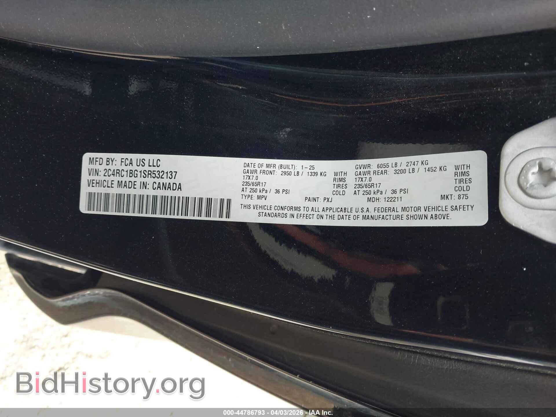 2025 CHRYSLER PACIFICA - VIN: 2C4RC1BG1SR532137 - Photo 9