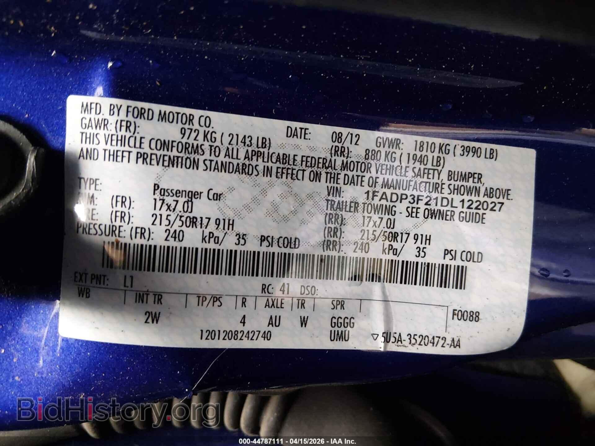 2013 FORD FOCUS - VIN: 1FADP3F21DL122027 - Фото 9