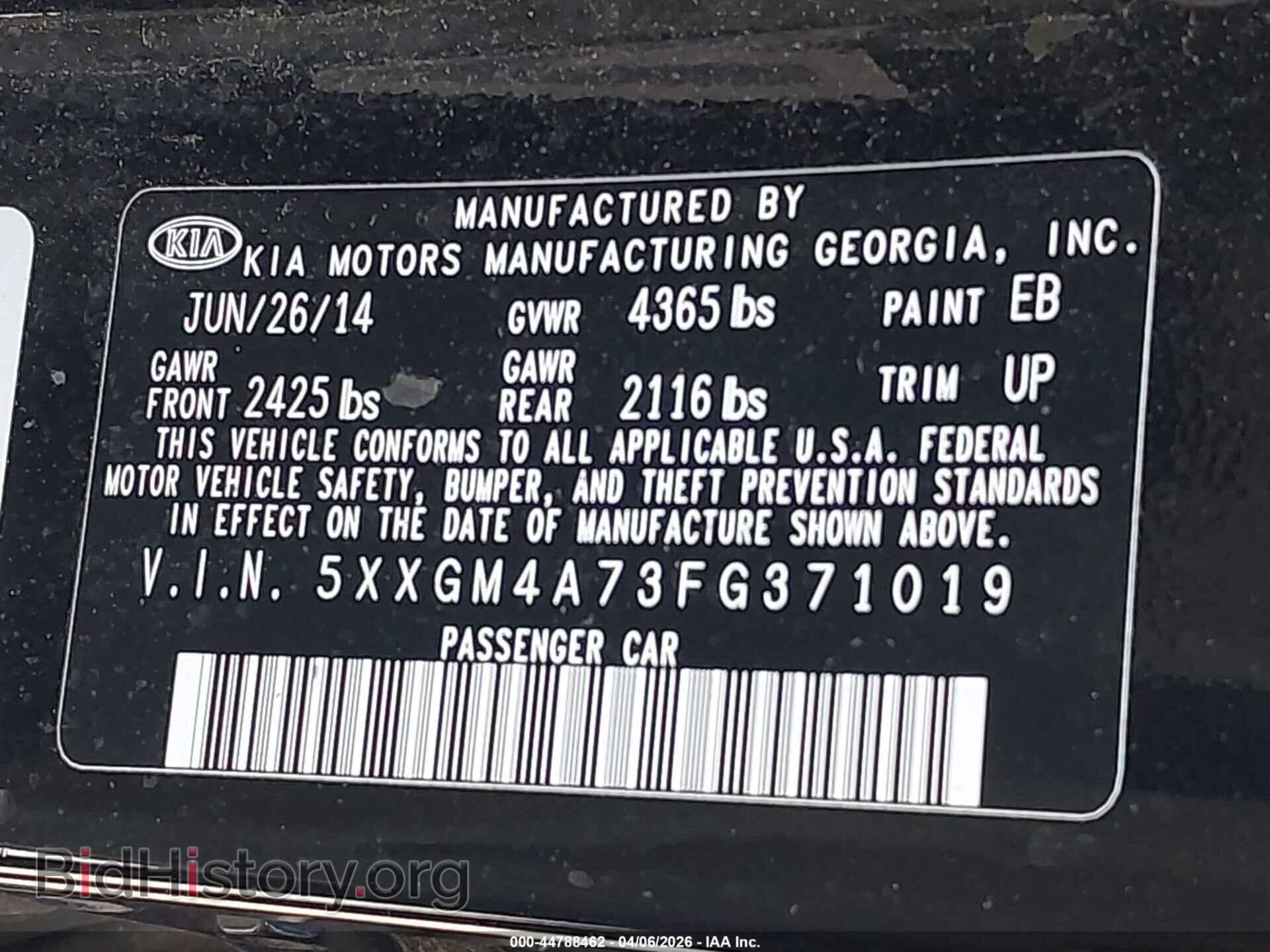 2015 KIA OPTIMA - VIN: 5XXGM4A73FG371019 - Фото 9