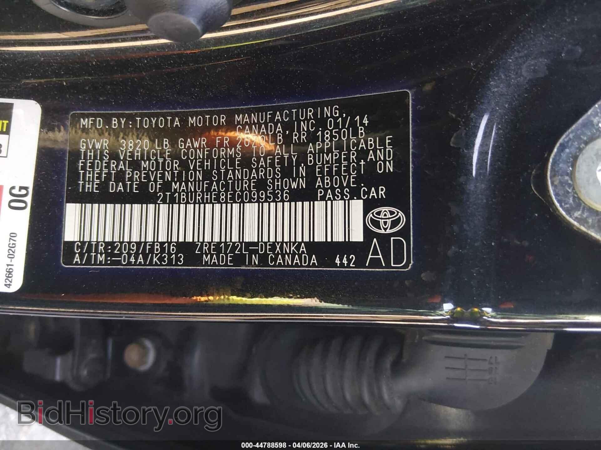 2014 TOYOTA COROLLA - VIN: 2T1BURHE8EC099536 - Фото 9