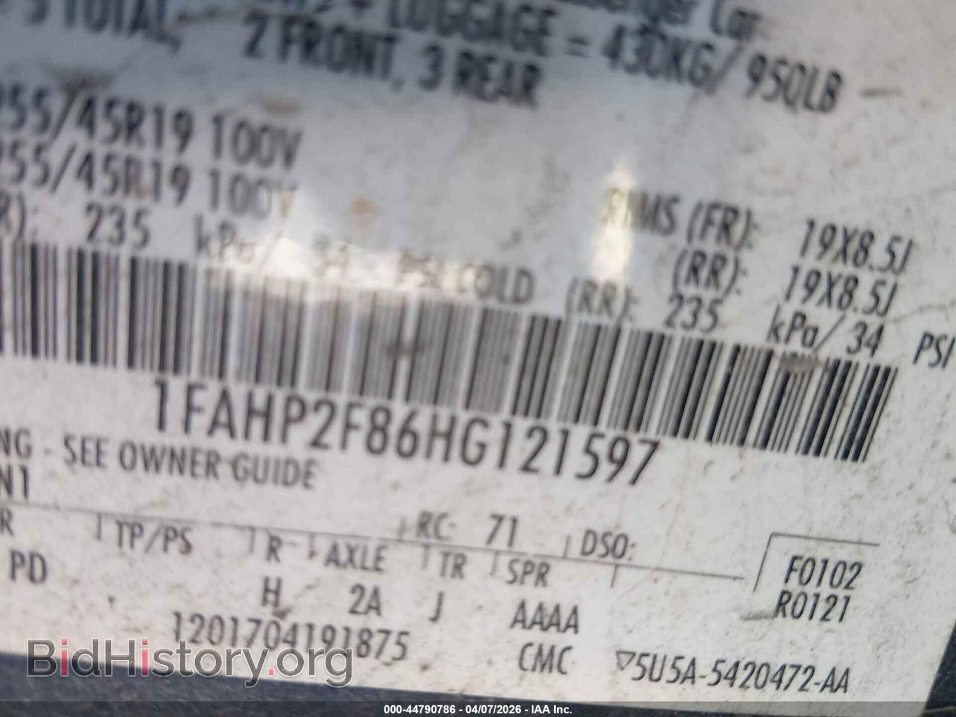 2017 FORD TAURUS - VIN: 1FAHP2F86HG121597 - Photo 9
